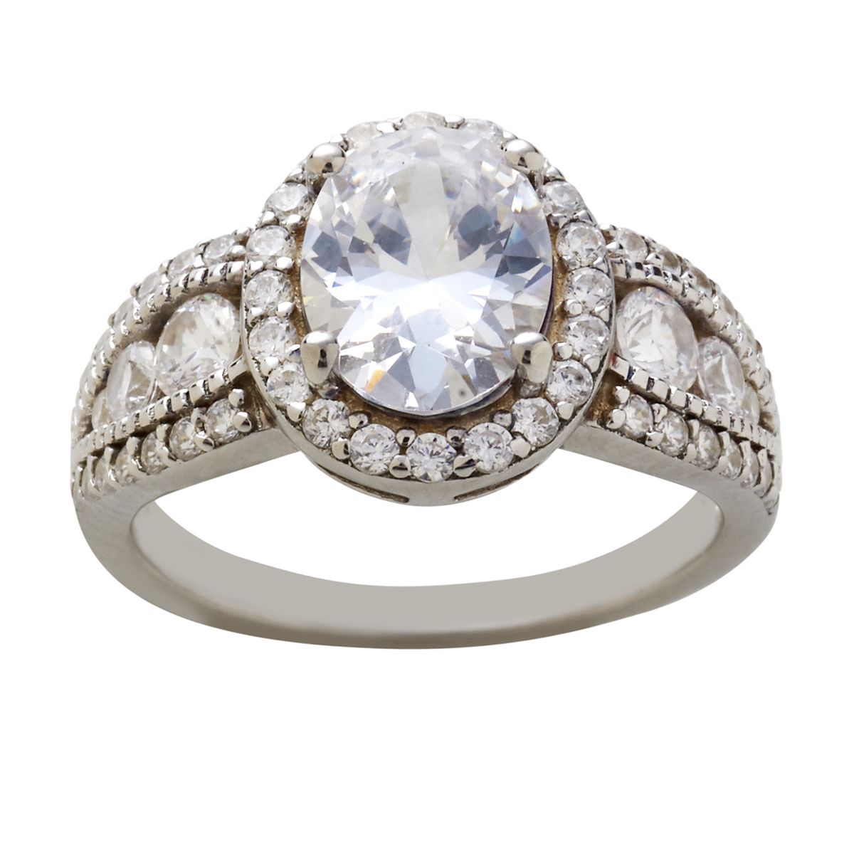 LA VIE EN OR Bague ovale femme argent 925 millièmes oxydes de zirconium