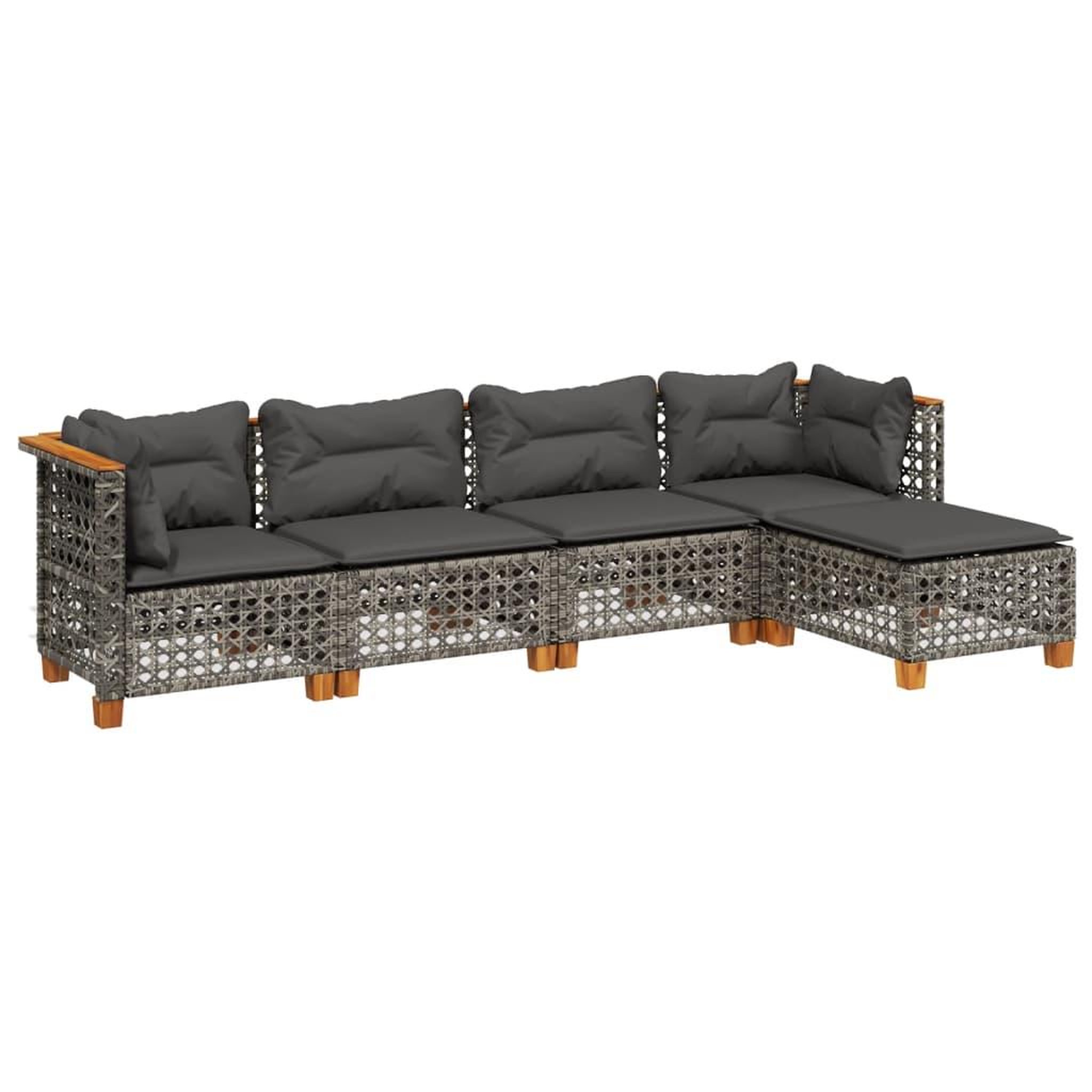 Voir la diapositive 2 : VIDAXL Salon de jardin 5 pcs avec coussins gris resine tressee