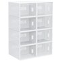 HOMCOM Lot de 8 boites cubes rangement à chaussures modulable avec portes transparentes - dim. 25L x 35l x 19H cm - PP blanc transparent