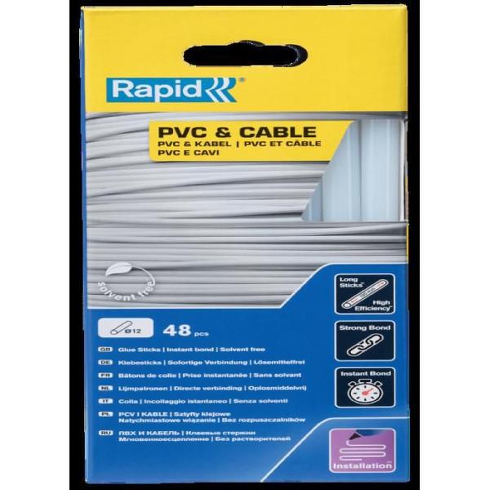 Voir la diapositive 3 : Rapid Bâtons de colle - Rapid - 12 mm - 48 bâtons - PVC - Résine - Intérieur