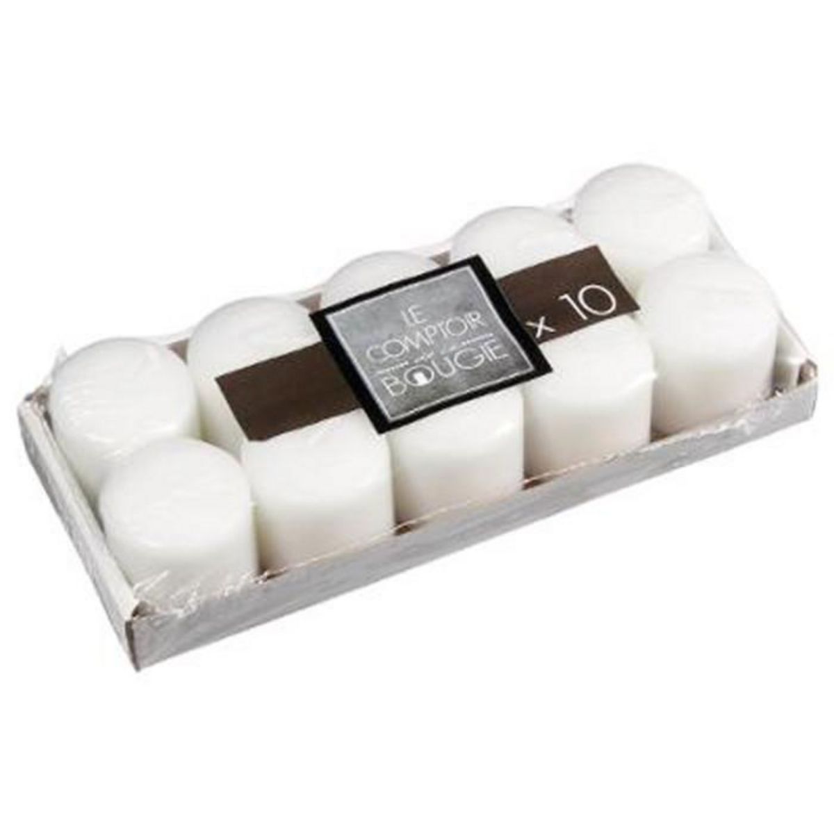 COMPTOIR DE LA BOUGIE Lot de 10 Bougies  Votives  3,8cm Blanc