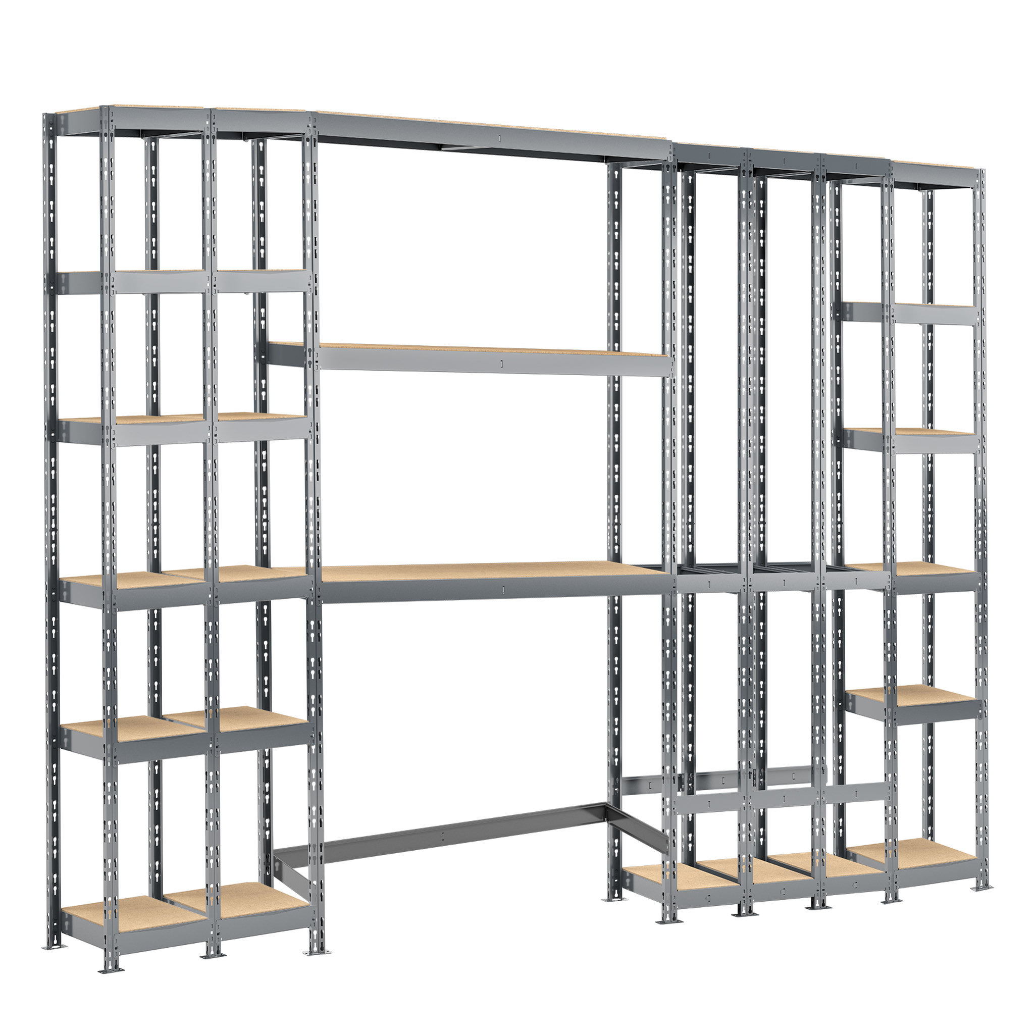 Voir la diapositive 1 : Concept rangement de garage MODULÖ STORAGE SYSTEME EXTENSION 5 étagères 21 plateaux longueur 405 cm