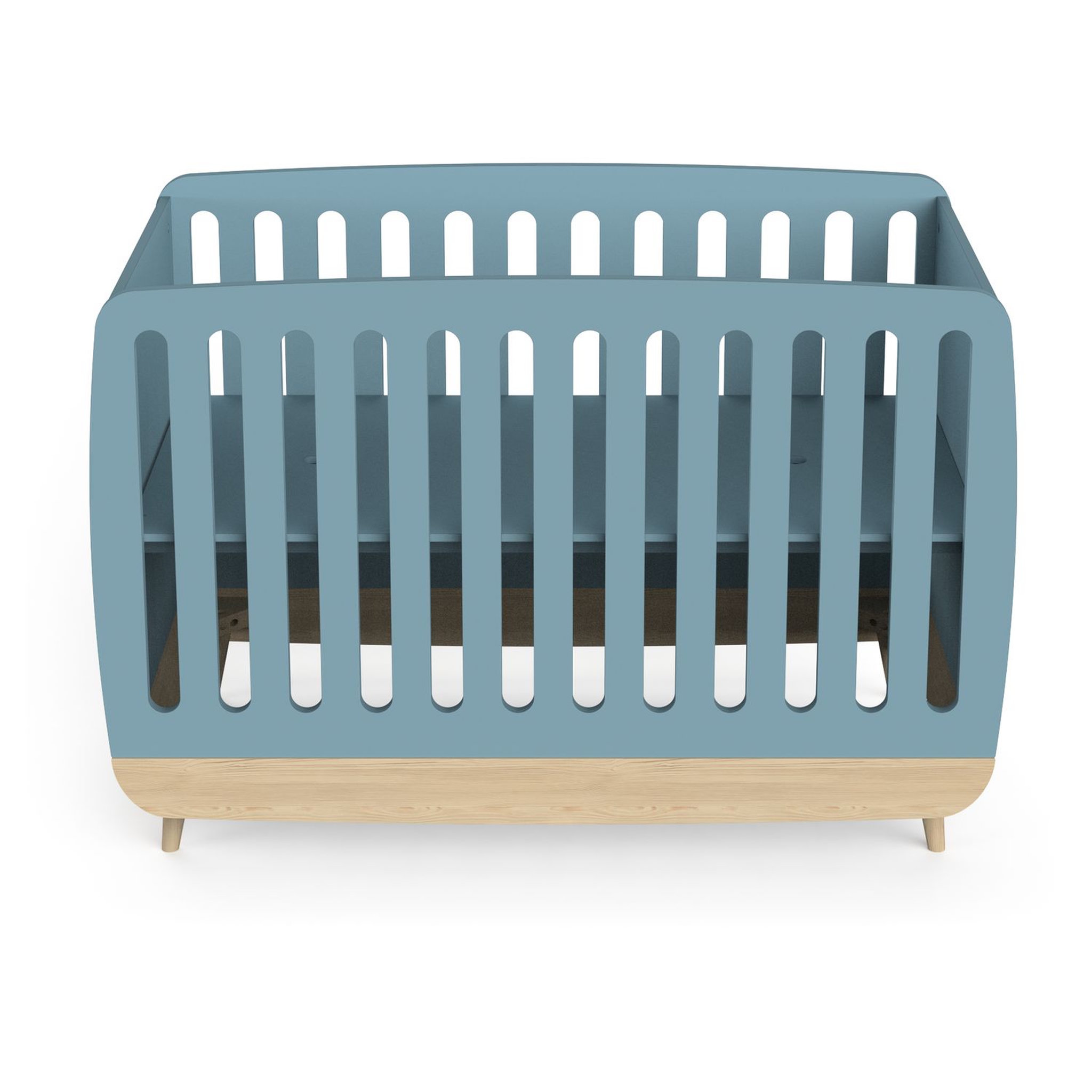 Voir la diapositive 1 : Lit bébé 60x120 cm sommier 3 positions bleu LINIA 
