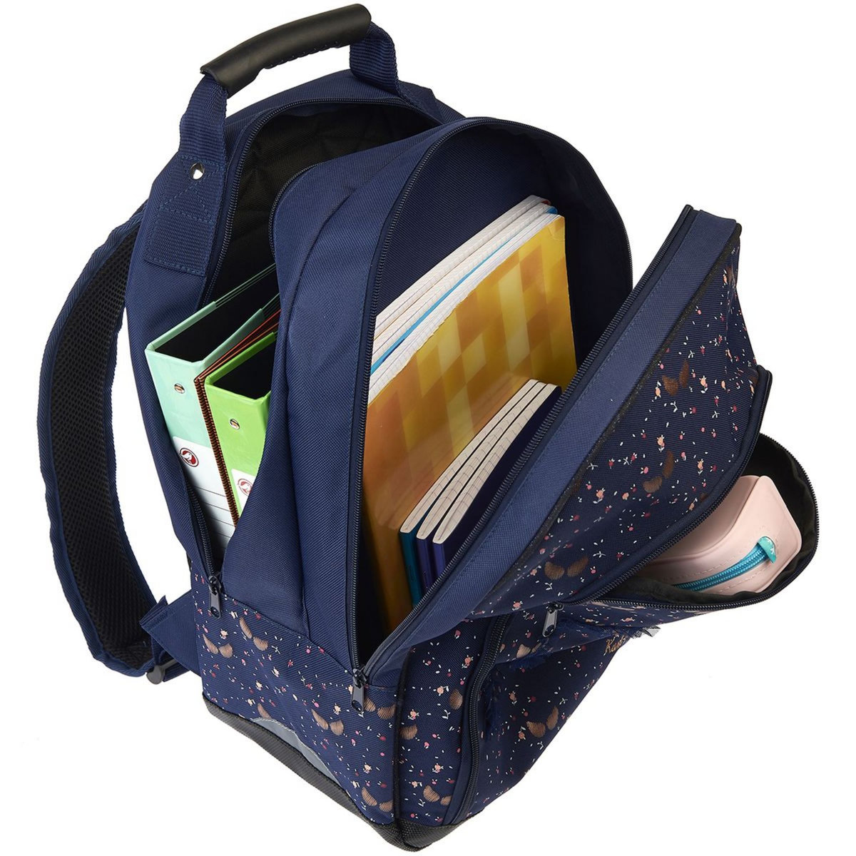 KARL MARC JOHN Sac à dos 2 compartiments bleu paillettes ailes 