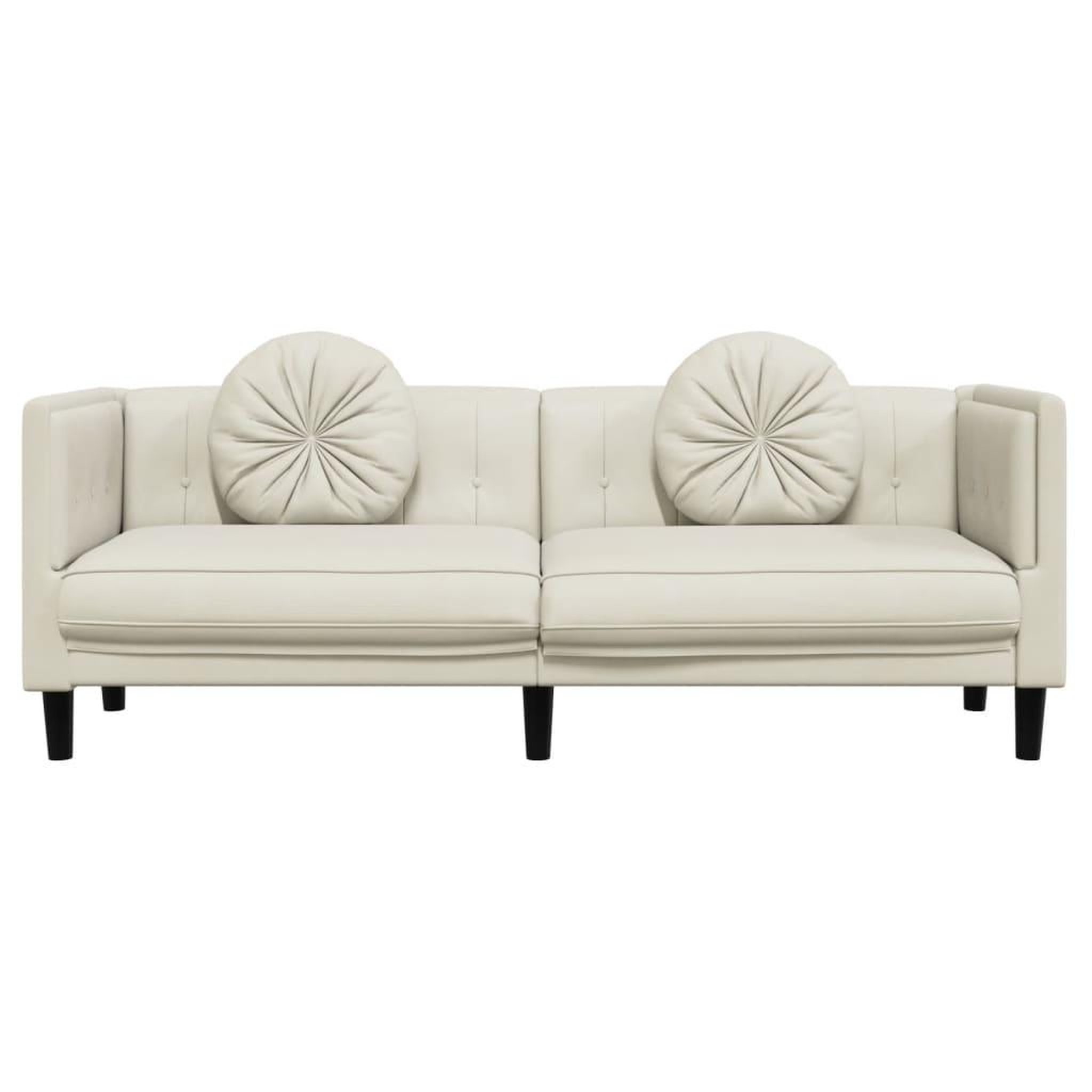 Voir la diapositive 4 : VIDAXL Canape avec coussins 3 places creme velours