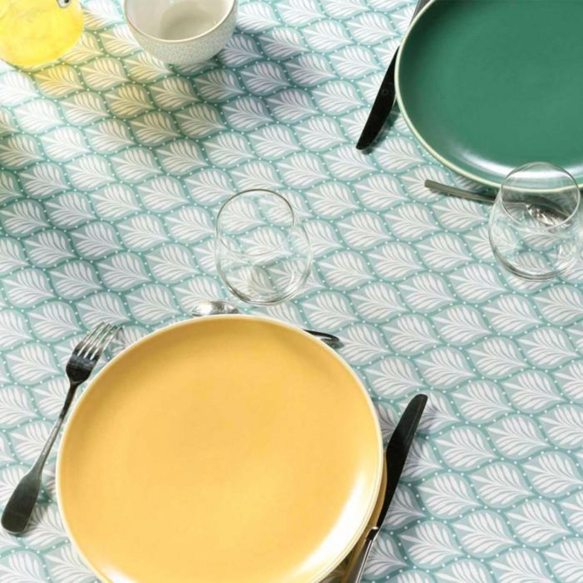 Paris Prix Nappe Antitache Imprimé  Davia  145x240cm Sauge