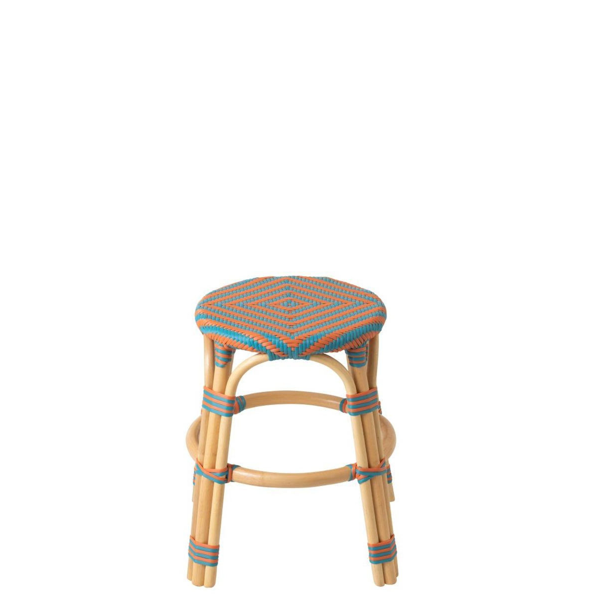 Paris Prix Tabouret en Rotin  Geo  46cm Orange & Turquoise