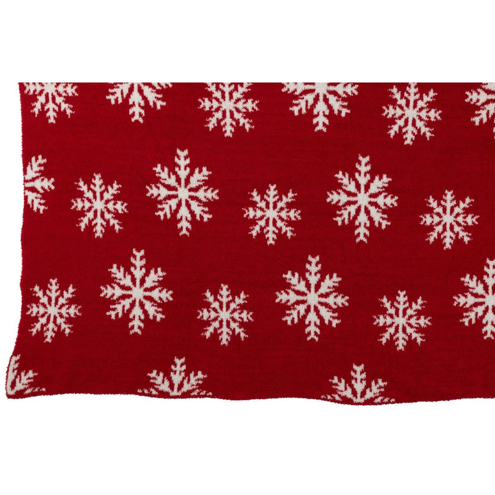 Voir la diapositive 6 : J-LINE Plaid imprimé  flocons  130x170cm rouge & blanc