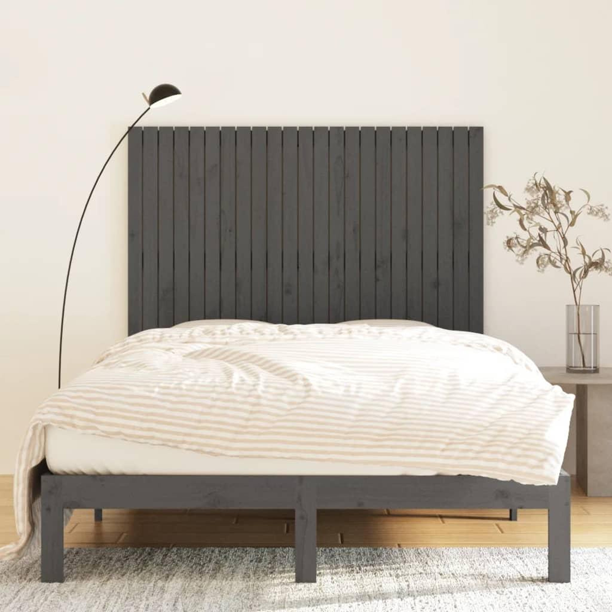 Voir la diapositive 3 : VIDAXL Tete de lit murale Gris 146,5x3x110 cm Bois massif de pin