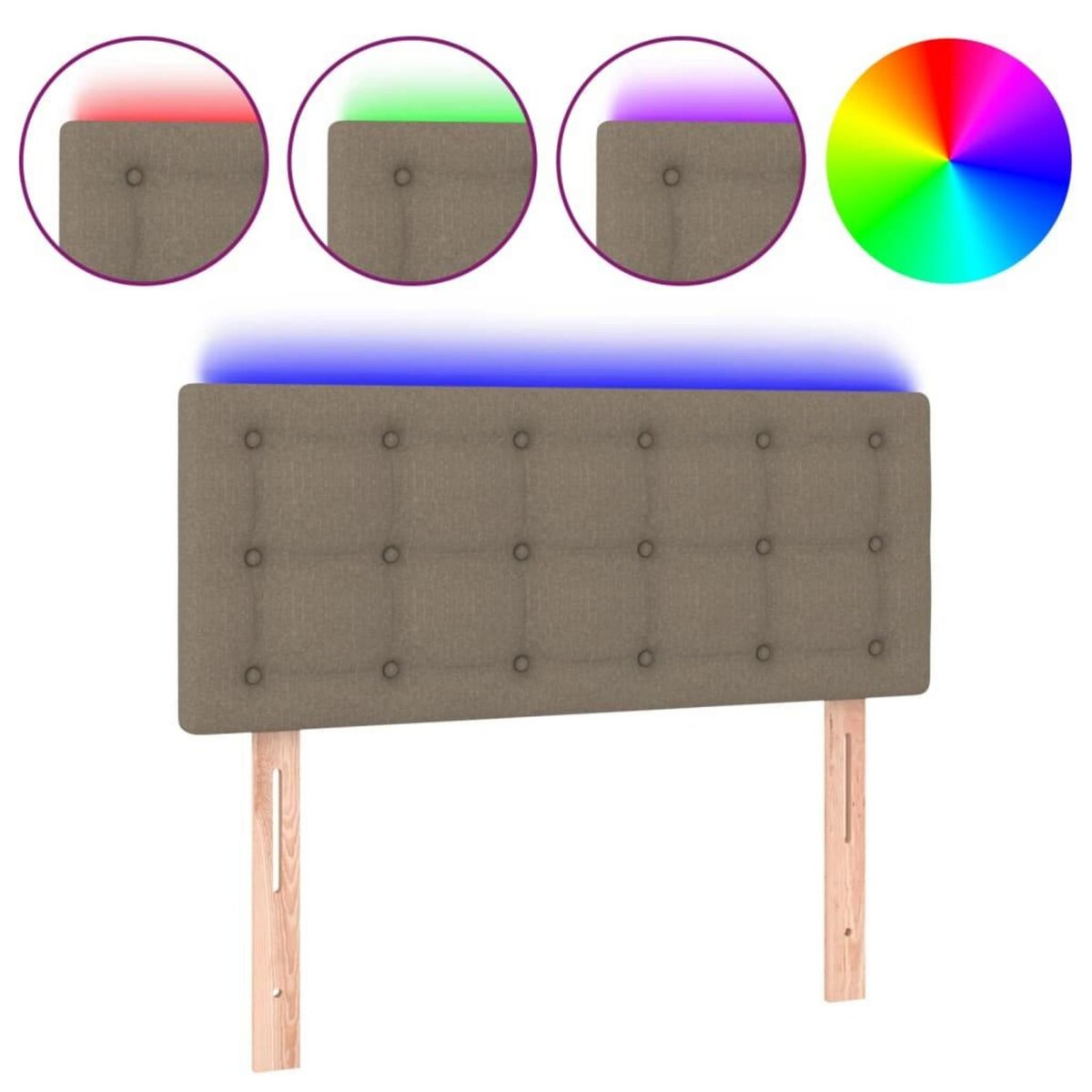 VIDAXL Tete de lit a LED Taupe 100x5x78/88 cm Tissu