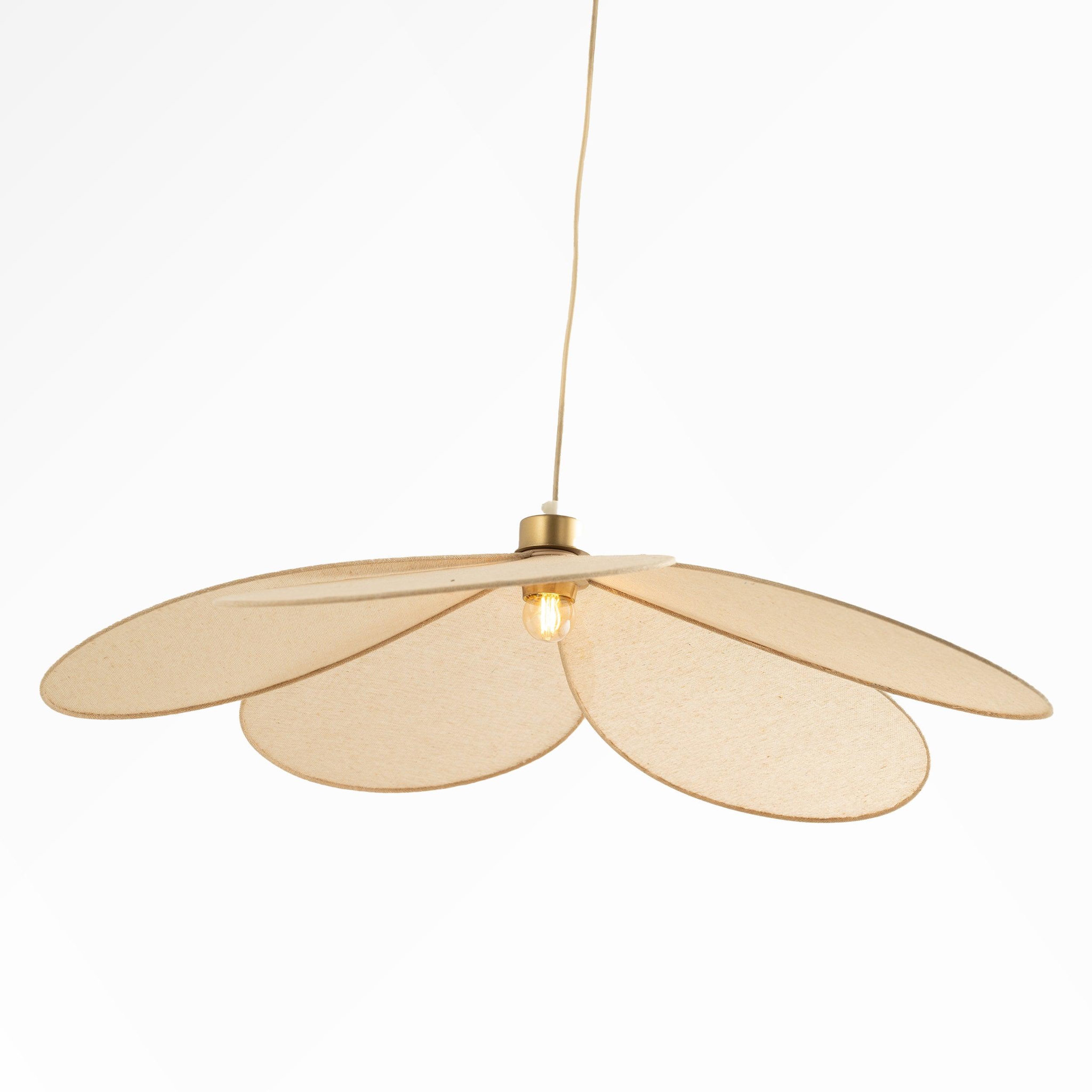 Voir la diapositive 5 : MAISON PAVANE Suspension pétale en tissu beige et métal doré 75 cm-flora