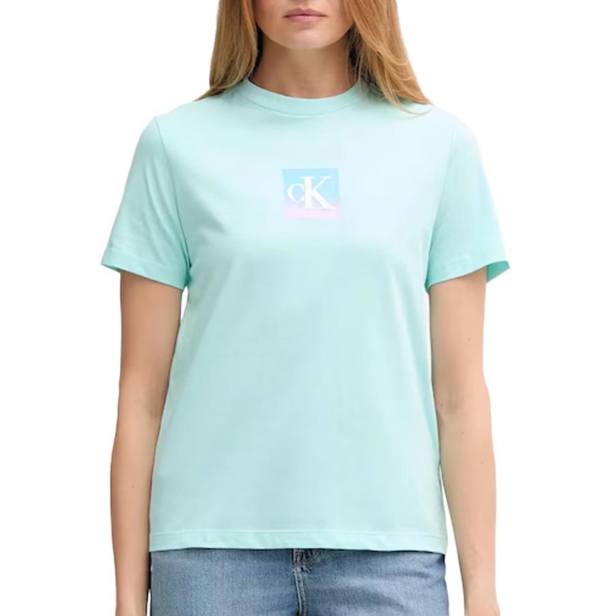 CALVIN KLEIN JEANS T-Shirt Turquoise Femme Calvin Klein Jeans Classic Boxed. Coloris disponibles : Bleu