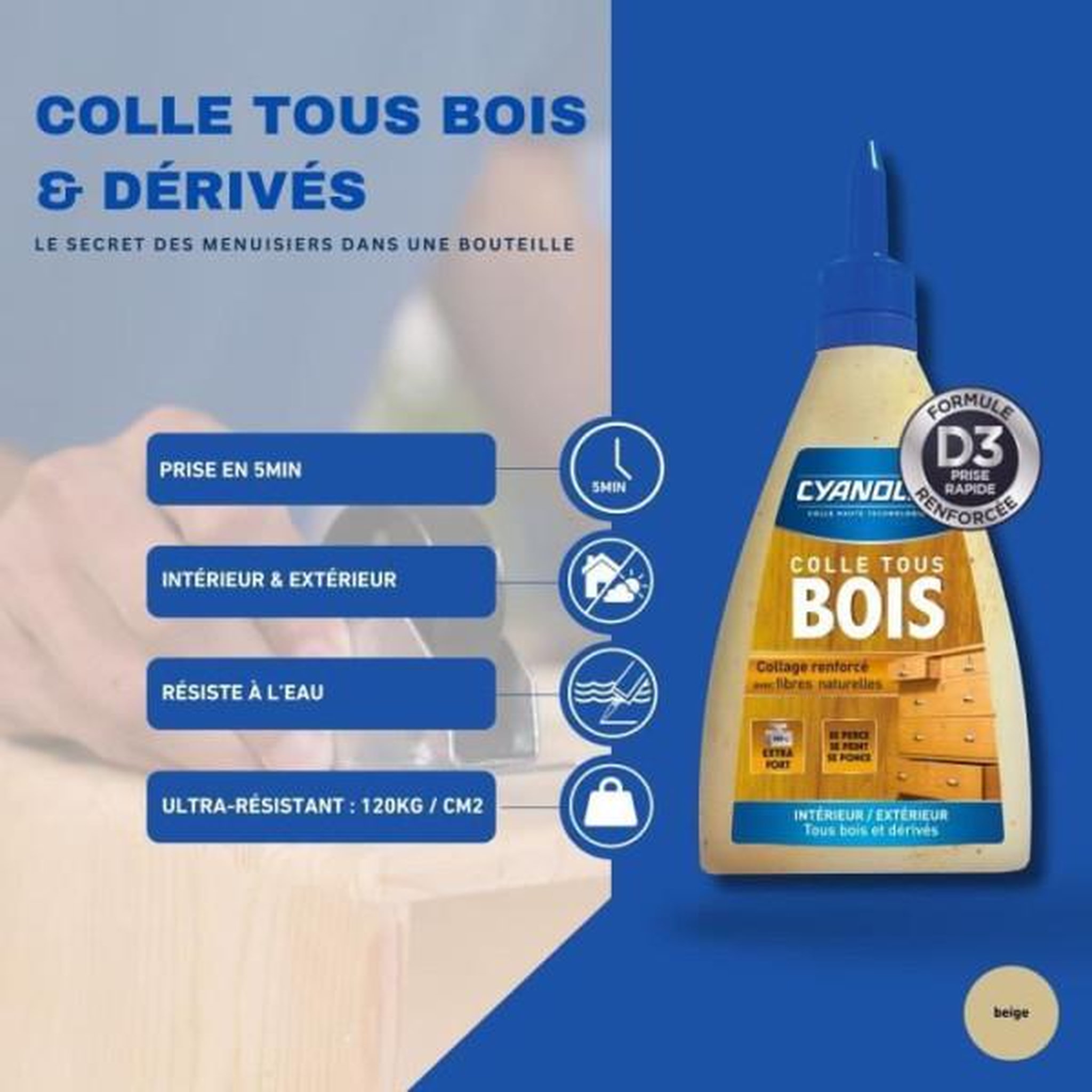 Voir la diapositive 4 : CYANOLIT Colle bois - CYANOLIT - Bois et dérivés - 500 g - Haute résistance - Idéale pour bois et matériaux dérivés