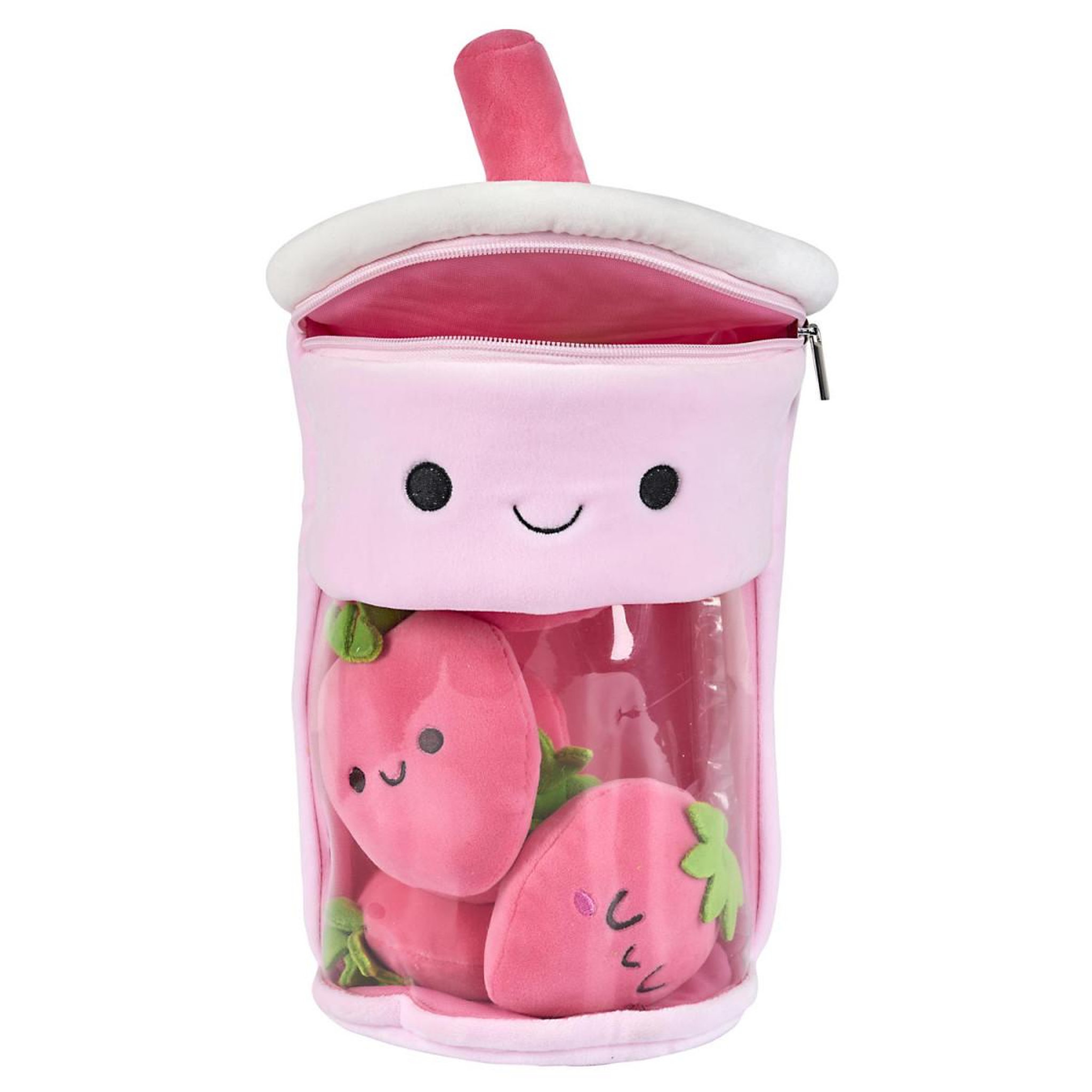 Voir la diapositive 2 : The concept Factory Peluche enfant bubble tea fraise  kawaii  27cm rose