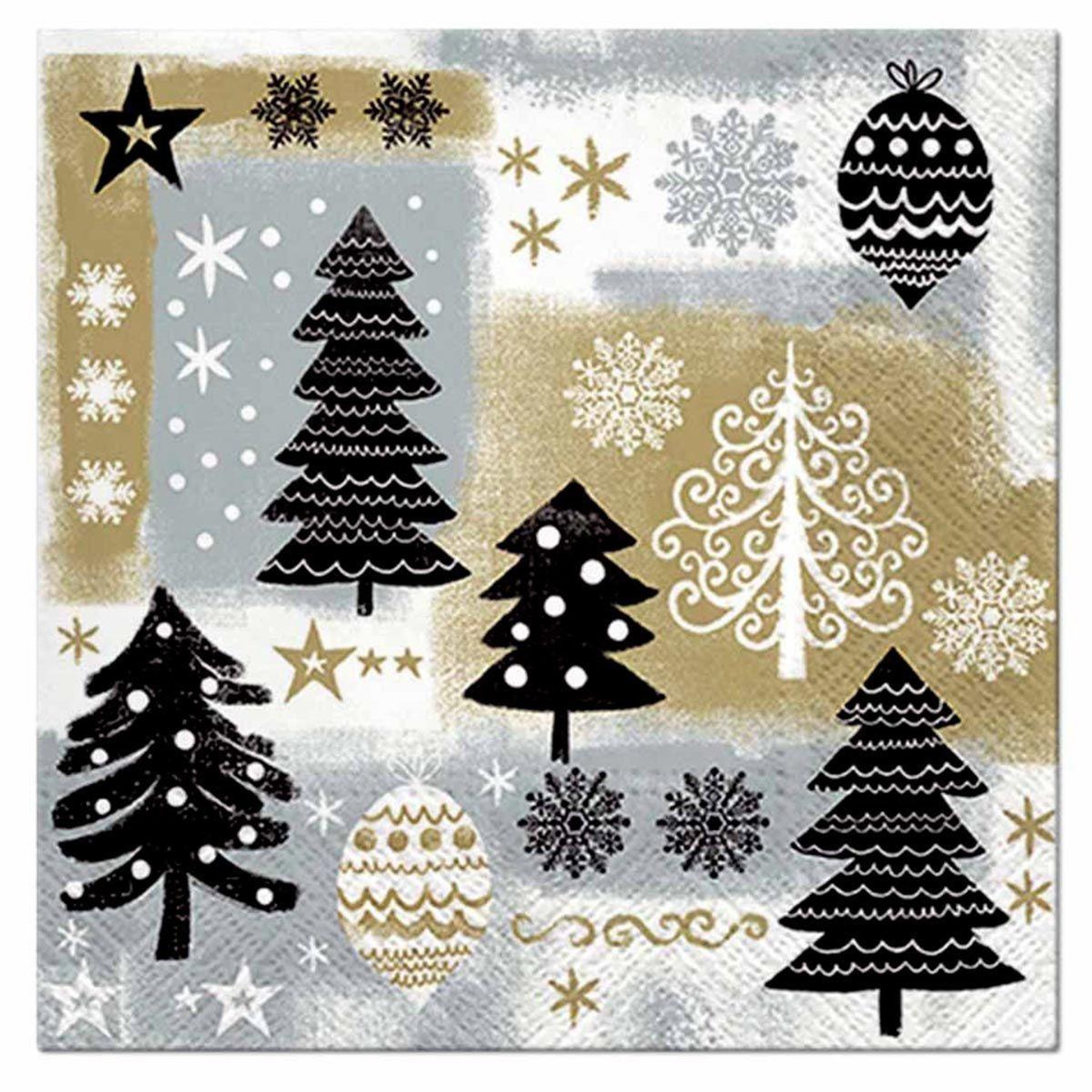HOMEA Lot de 20 serviettes en papier  sapin  33x33cm noir