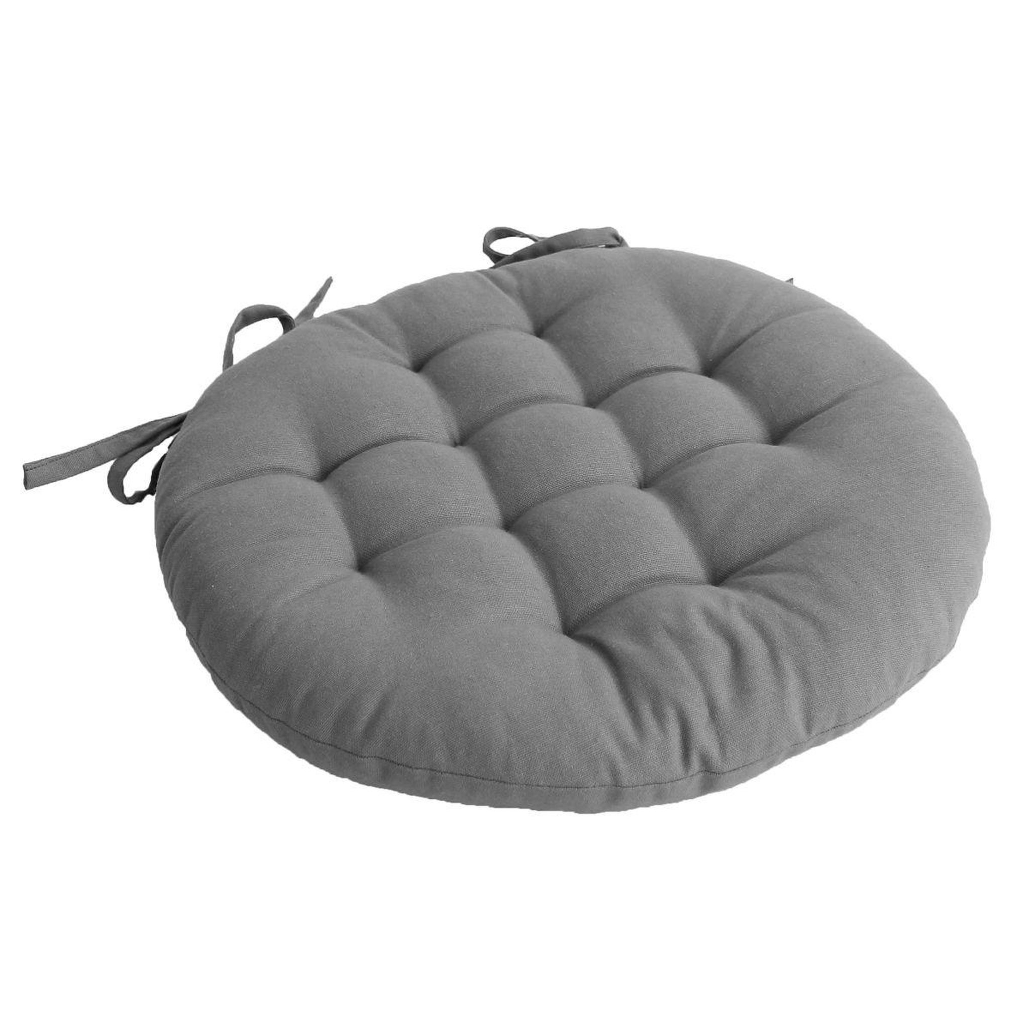 ENJOY HOME Galette de Chaise Piquée Uni  Panama  38cm Gris Clair