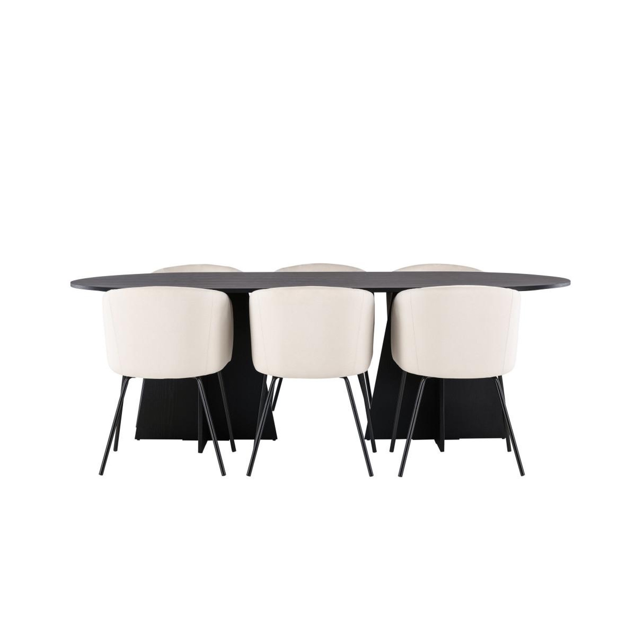 Voir la diapositive 4 : Paris Prix Ensemble table à manger & 6 chaises  bootcut & berit  230cm noir & beige clair