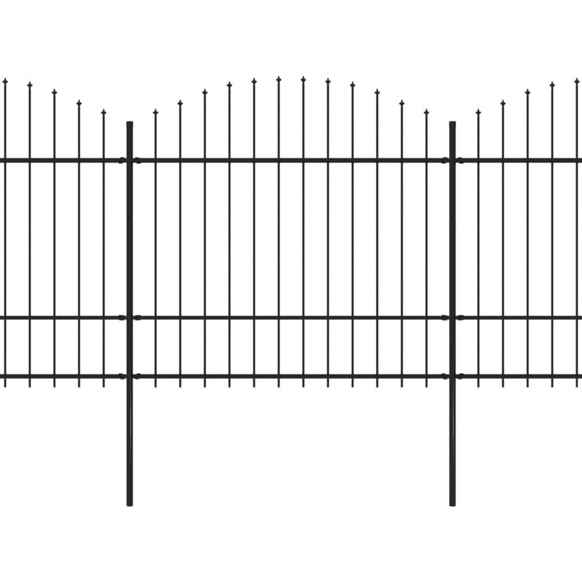 VIDAXL Cloture de jardin a dessus en lance Acier (1,5-1,75)x10,2m Noir