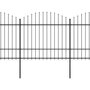 Voir la diapositive 2 : VIDAXL Cloture de jardin a dessus en lance Acier (1,5-1,75)x10,2m Noir