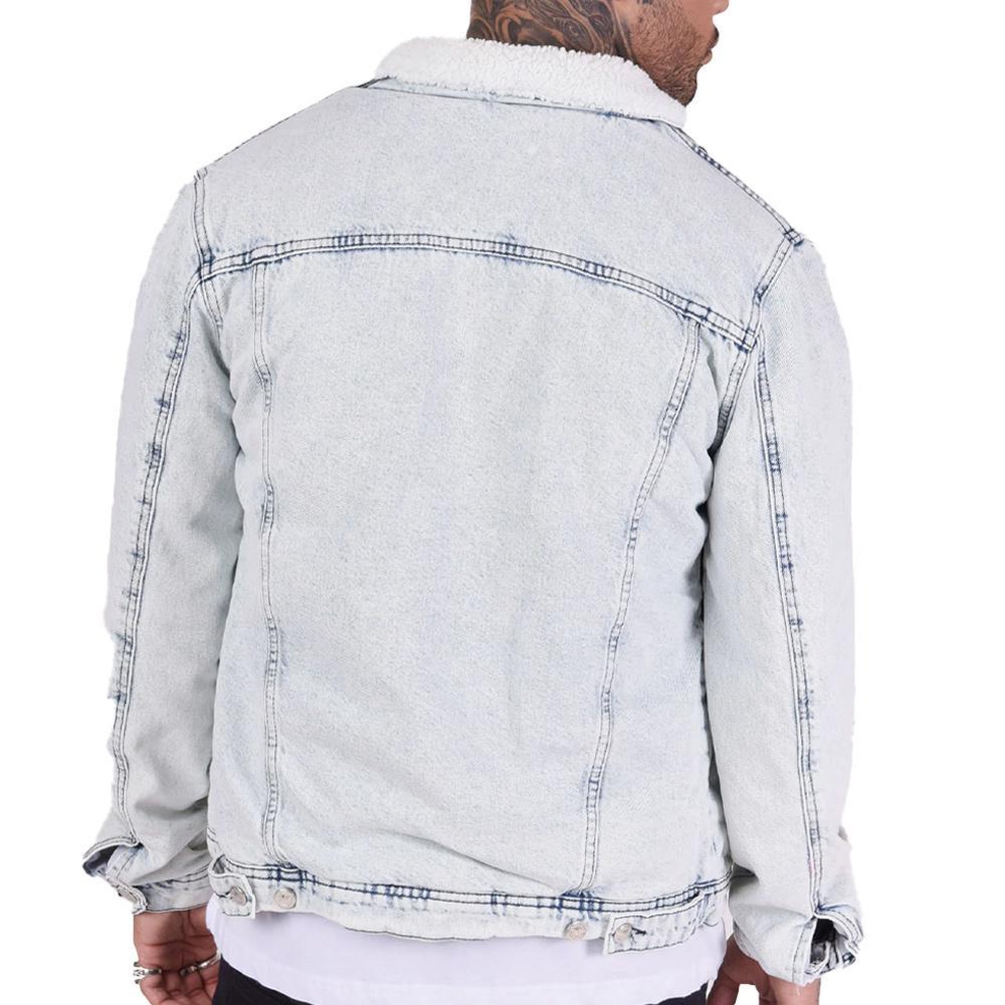 Voir la diapositive 3 : Project X Veste en jean bleu homme project x paris  mouton