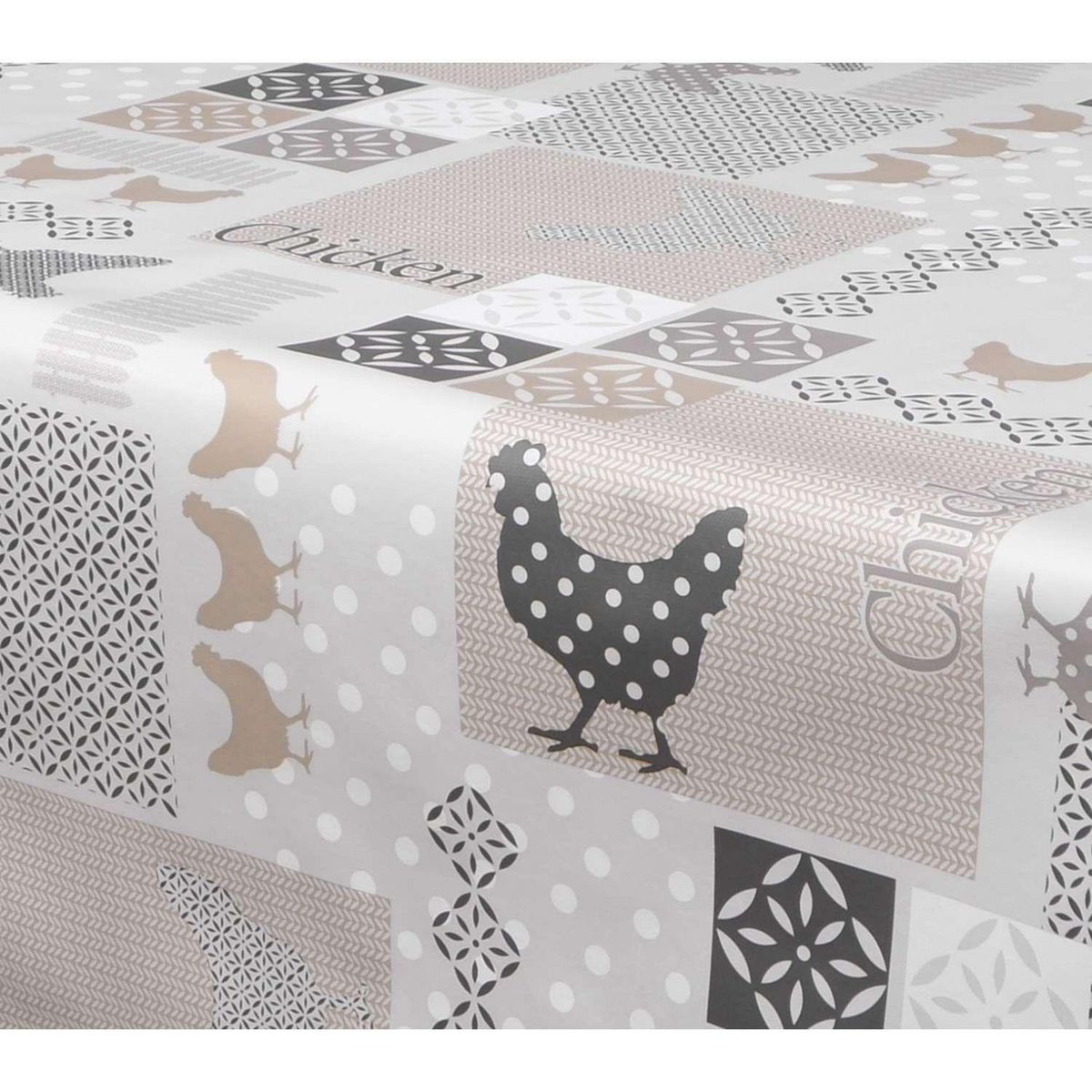 HABITABLE Nappe en toile cirée rectangulaire Baco - 140 x 200 cm - Taupe