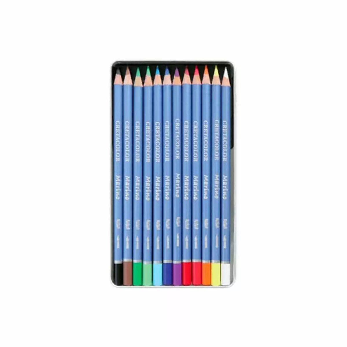 BREVILLIER'S CRETACOLOR Set 12 crayons de couleur aquarellables - Boîte métal - Marino