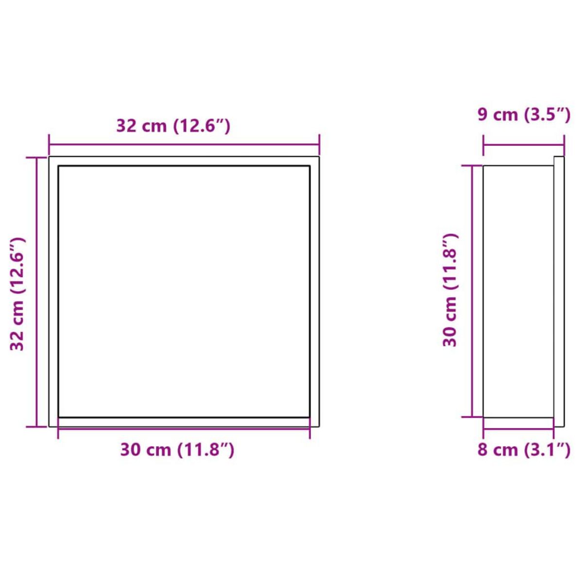 VIDAXL Niche de douche noir mat 32x32x9 cm acier inoxydable