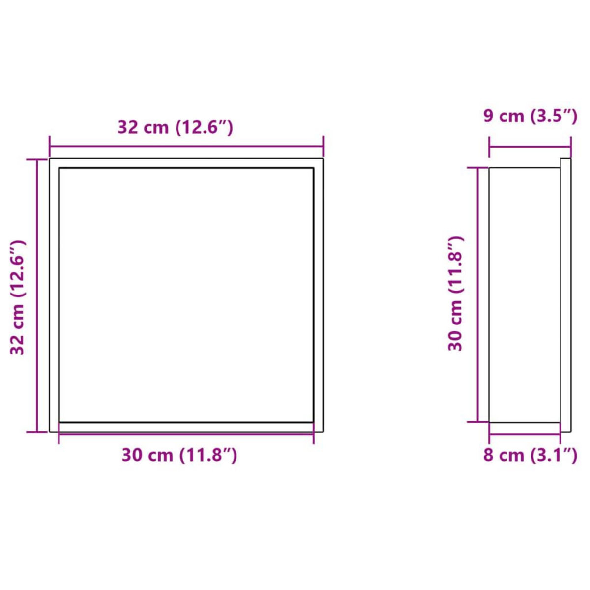 VIDAXL Niche de douche noir mat 32x32x9 cm acier inoxydable