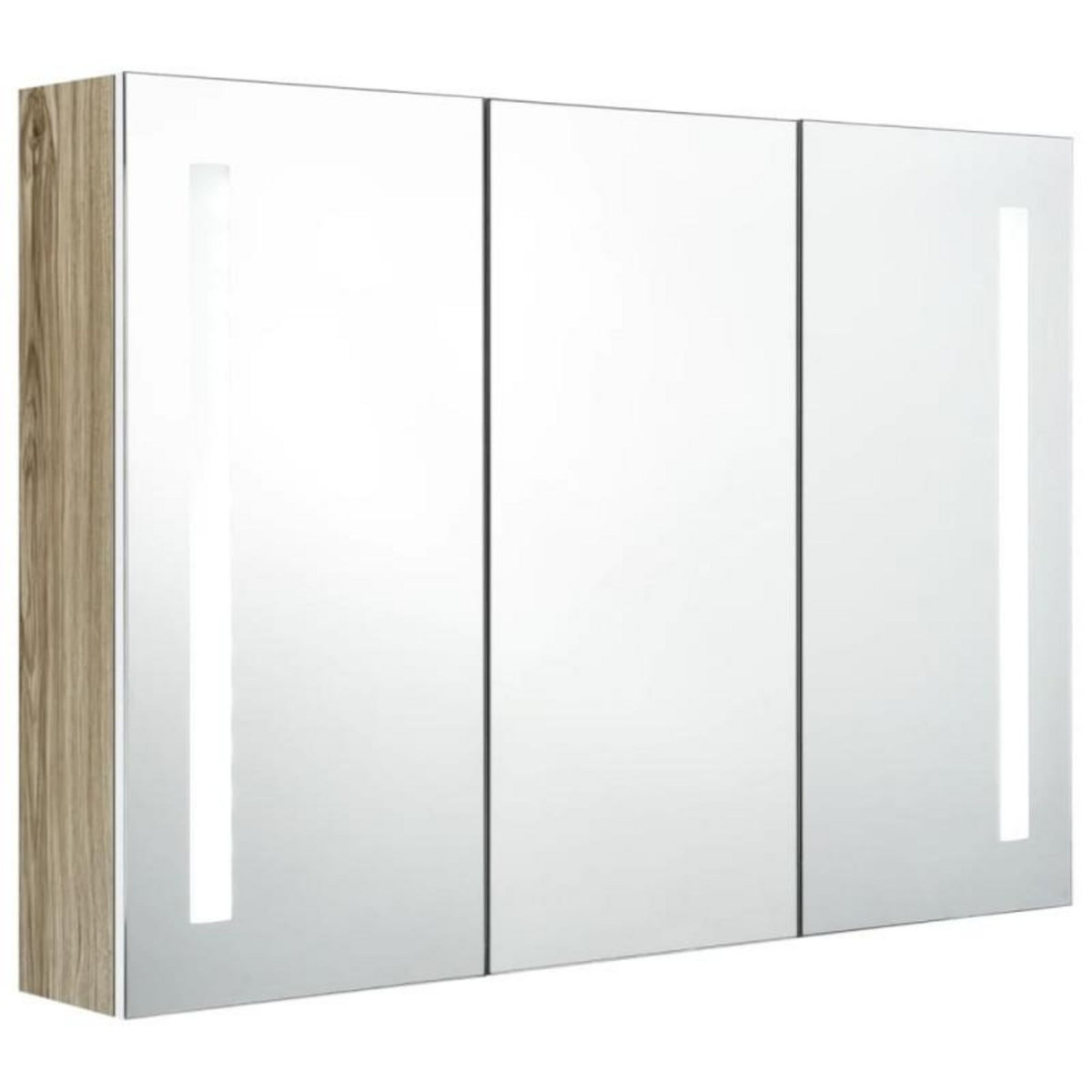 VIDAXL Armoire de salle de bain à miroir LED 89x14x62cm blanc et chêne