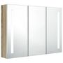 Voir la diapositive 2 : VIDAXL Armoire de salle de bain à miroir LED 89x14x62cm blanc et chêne