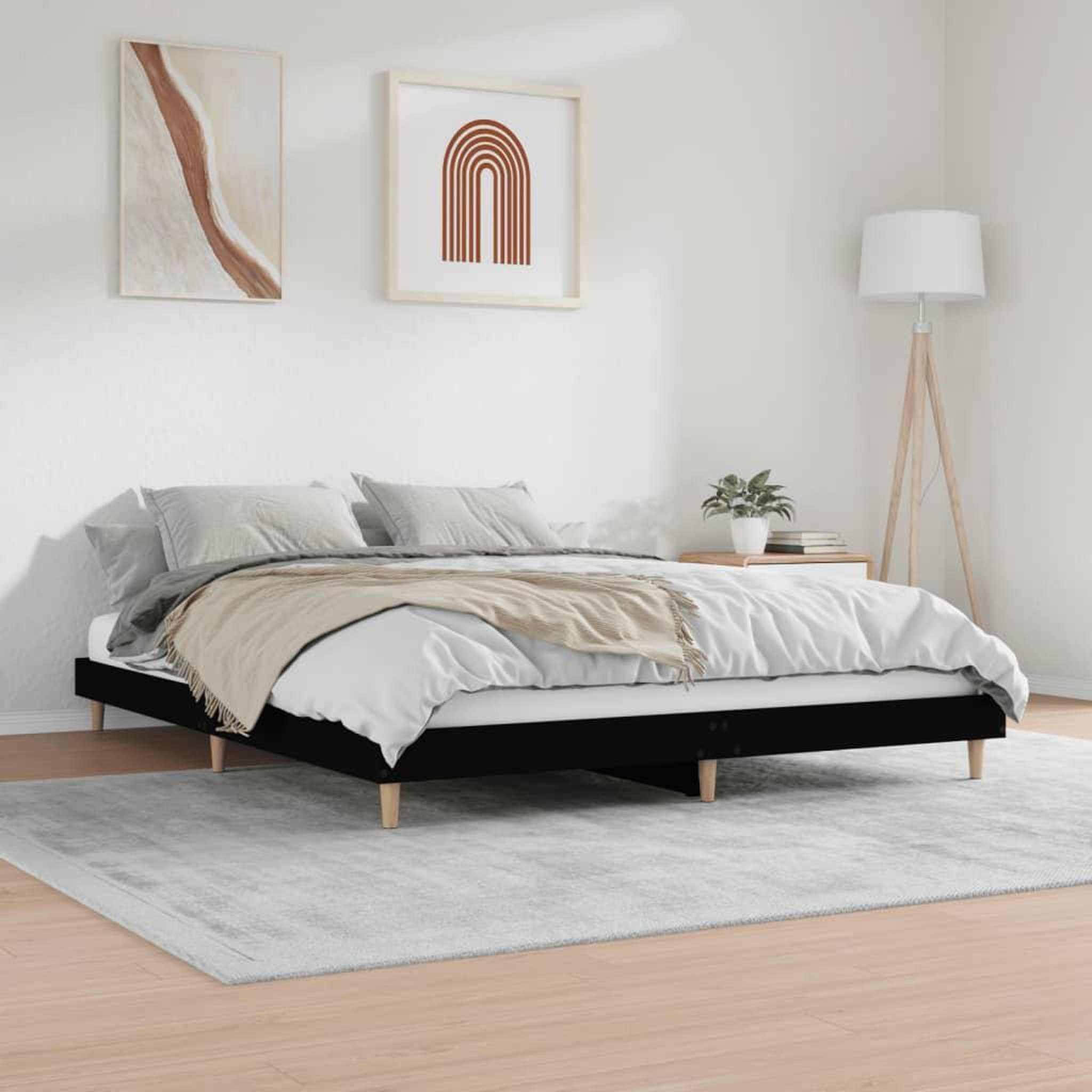 Voir la diapositive 4 : VIDAXL Cadre de lit sans matelas noir 200x200 cm bois d'ingenierie