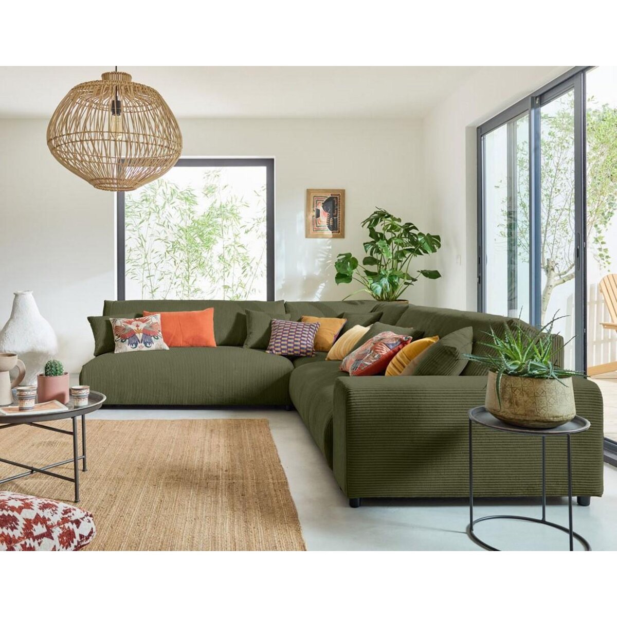 LISA DESIGN Garance - canapé modulable d'angle gauche - 6 places - en velours côtelé