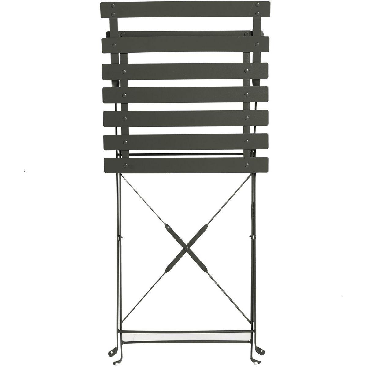 GARDENSTAR Chaise de jardin en acier pliante à lattes coloris vert kaki foncé