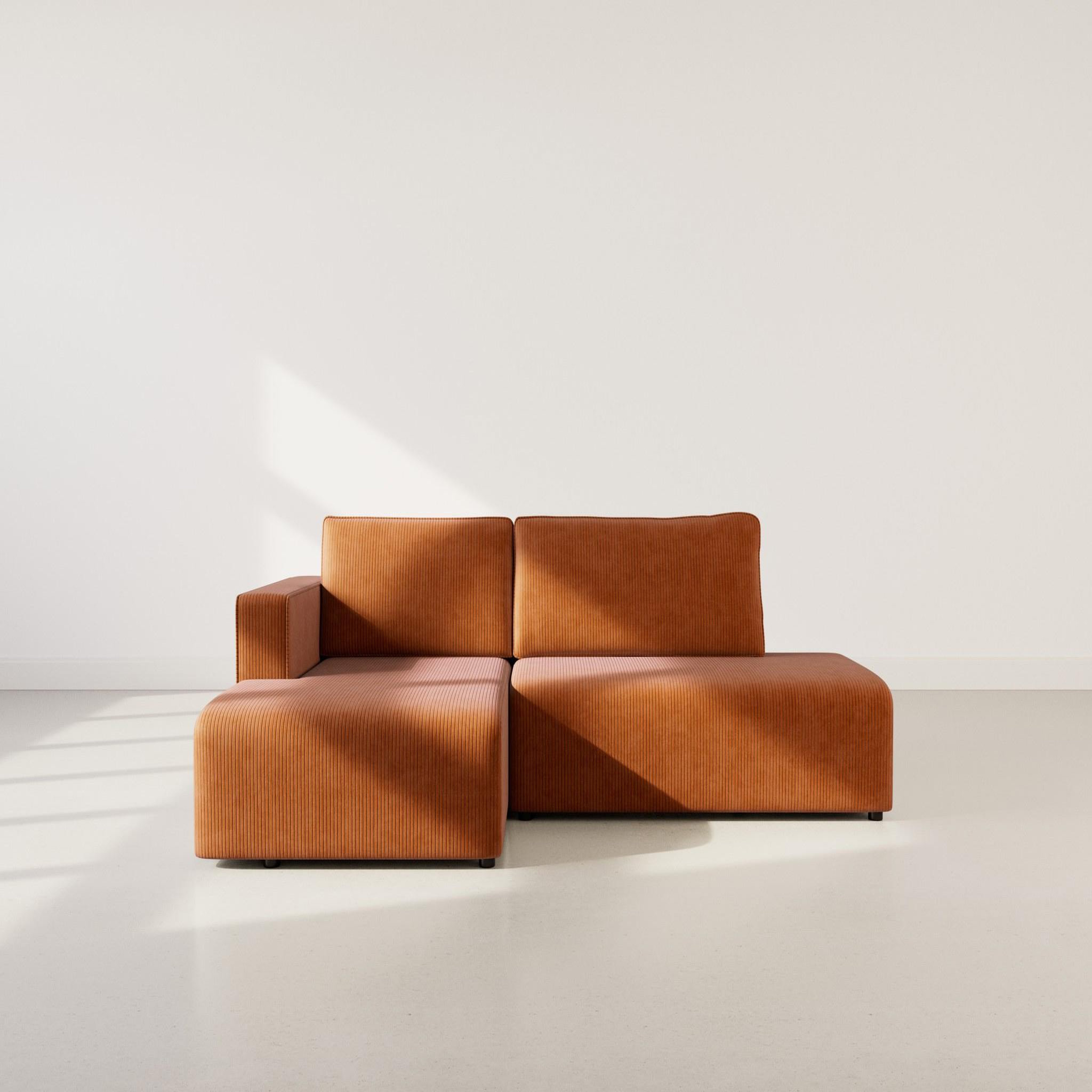 Voir la diapositive 5 : BEST MOBILIER Topaze - canapé d'angle gauche 4 places convertible avec coffre en velours côtelé
