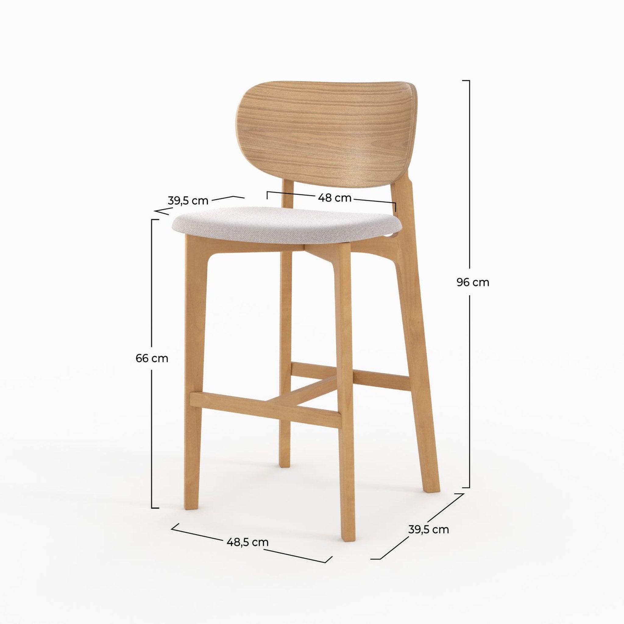Voir la diapositive 4 : MAISON PAVANE Lot de 2 chaises pour îlot central 66 cm en bois et tissu beige-aria