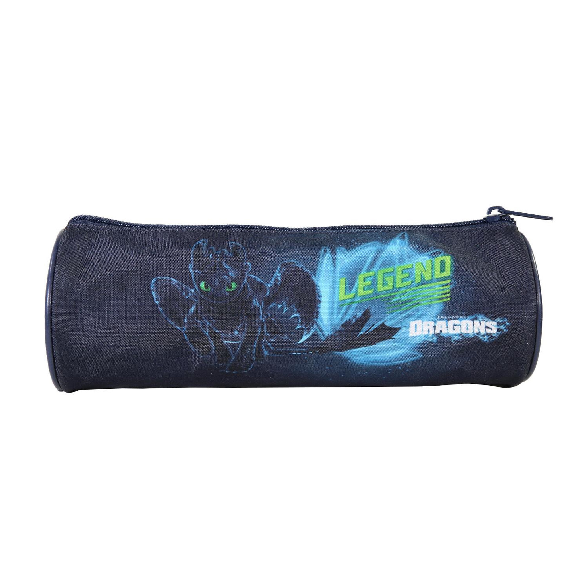 Voir la diapositive 4 : Bagtrotter Dragons - Trousse Scolaire Ronde - Bleu - Garçon - 1 Compartiment Zippé