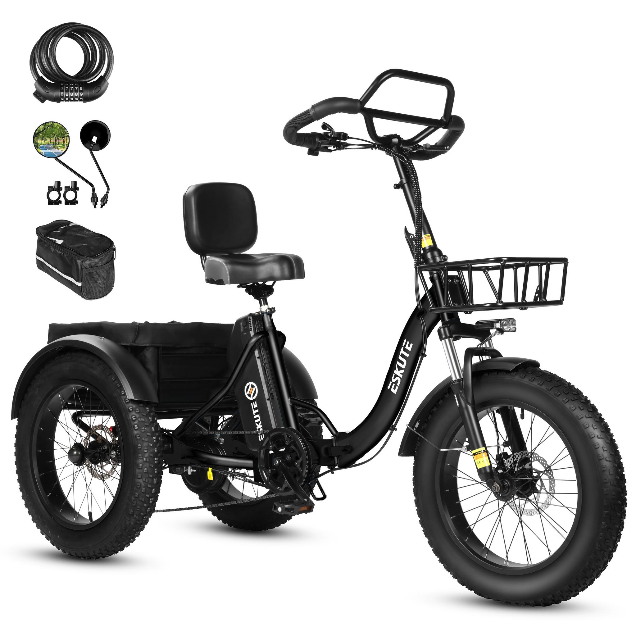 Voir la diapositive 1 : ESKUTE Tricycle Électrique 20  ESKUTE T302PRO