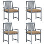 Voir la diapositive 1 : VIDAXL Chaises de jardin et coussins lot de 4 Gris Bois acacia massif