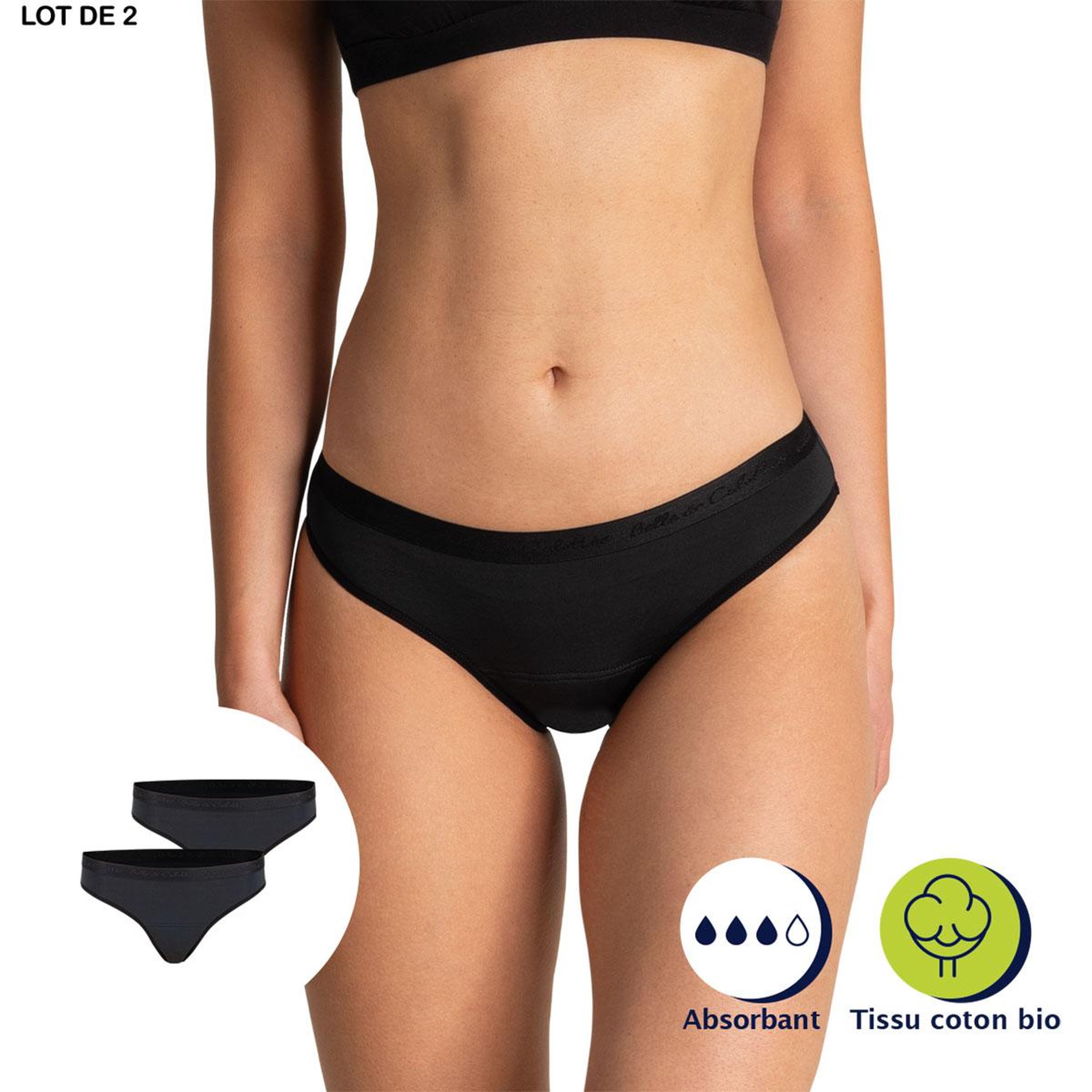 Voir la diapositive 2 : Athena Lot de 2 slips pour les règles femme Micro recyclée Secret