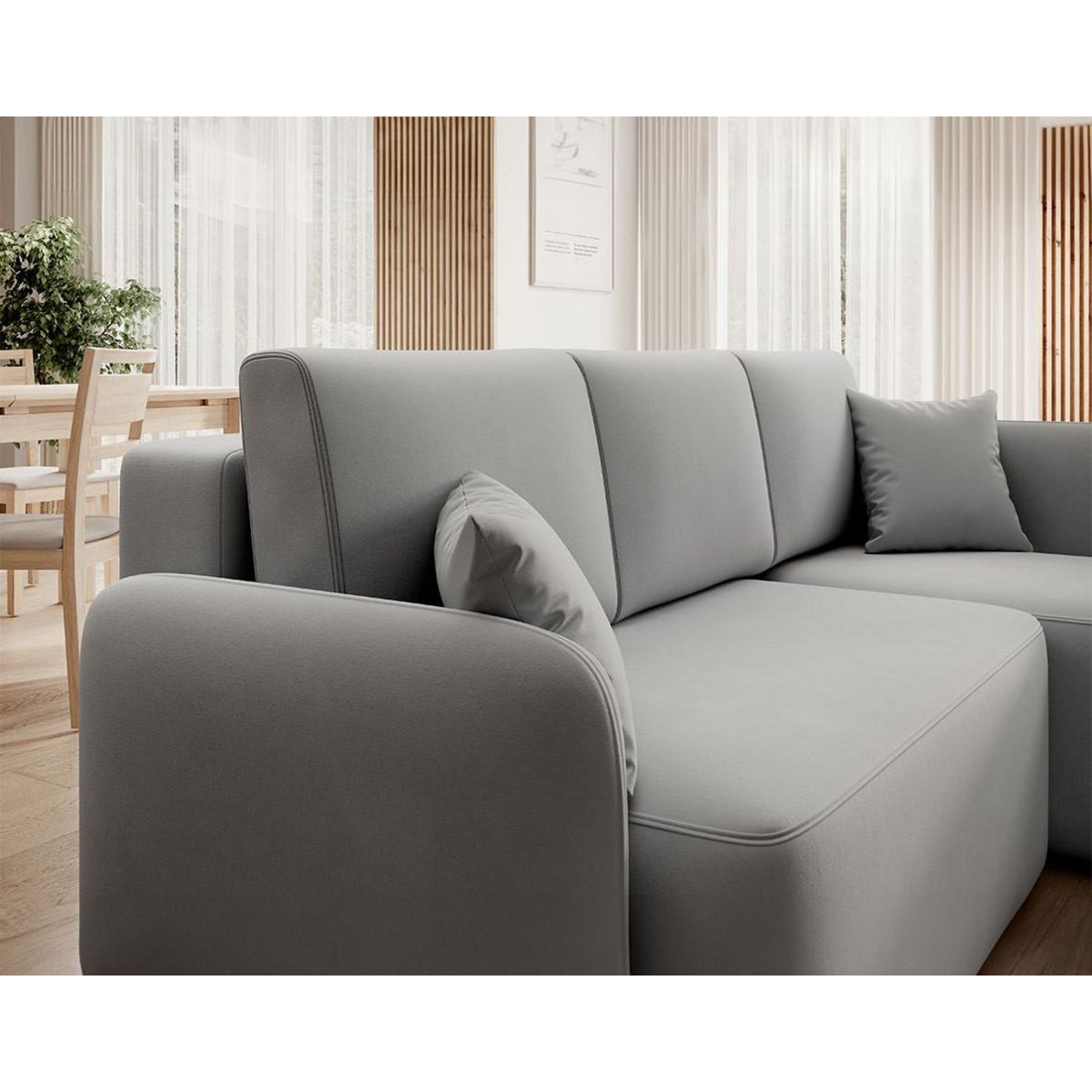 BEST MOBILIER Suzie - canapé d'angle droit 4 places convertible avec coffre en velours