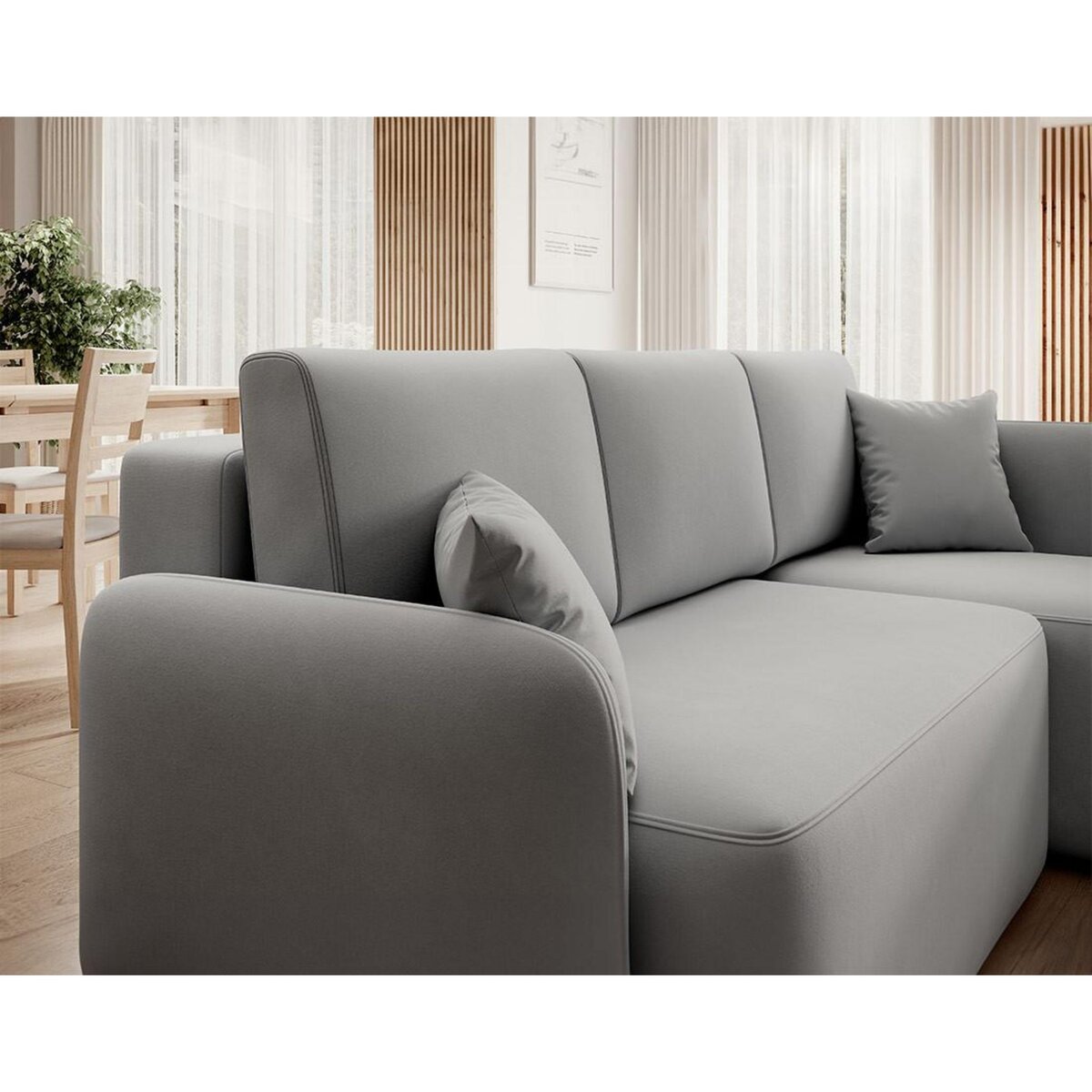 BEST MOBILIER Suzie - canapé d'angle droit 4 places convertible avec coffre en velours