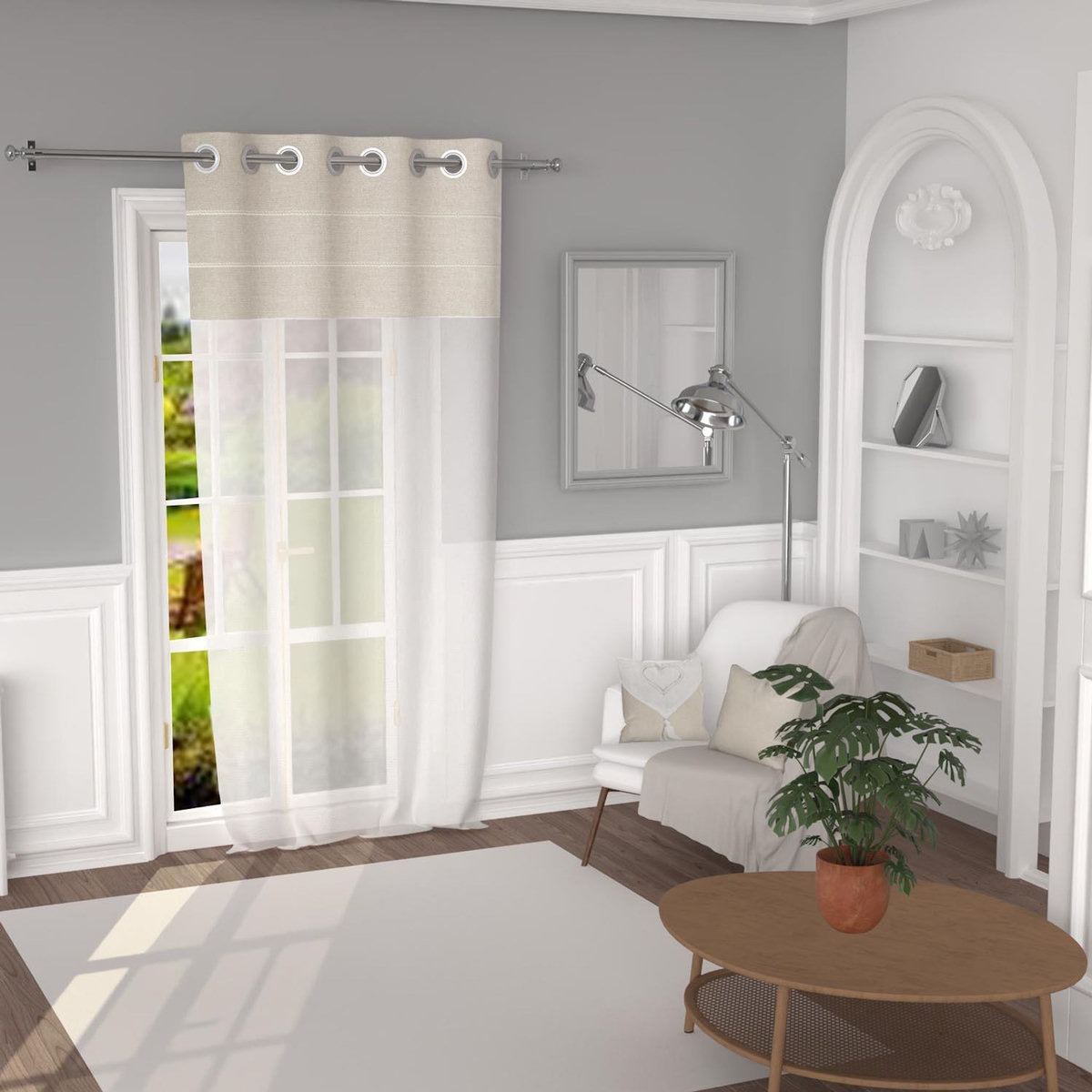 SOLEIL D'OCRE Voile à oeillets en pur coton 135x250 cm ELENA, par Soleil d'Ocre