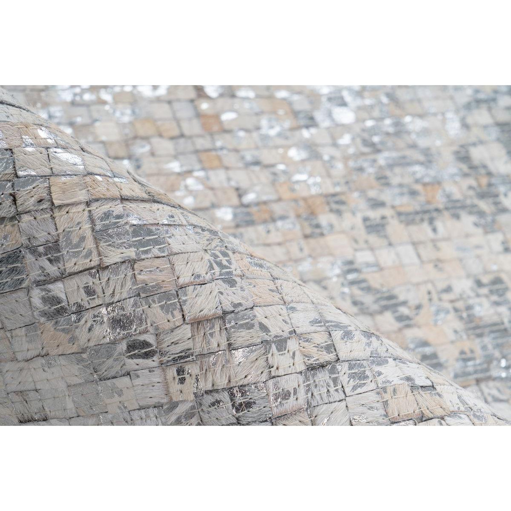 Voir la diapositive 3 : Paris Prix Tapis en Cuir Fait Main  Finish  Blanc & Argent