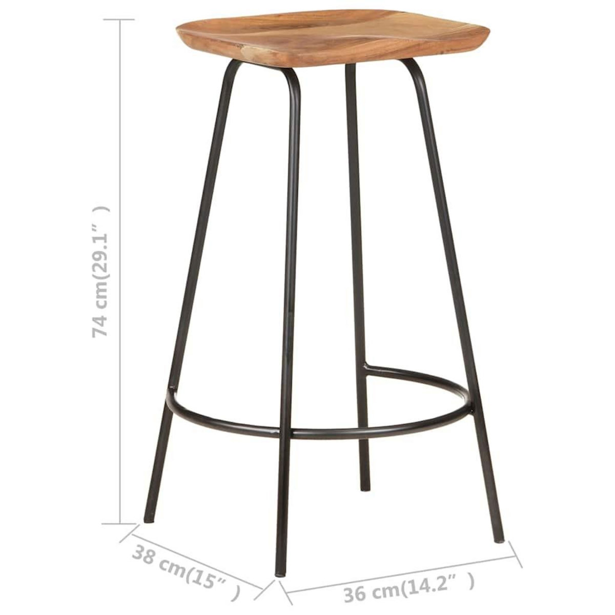 VIDAXL Tabourets de bar lot de 2 bois d'acacia solide