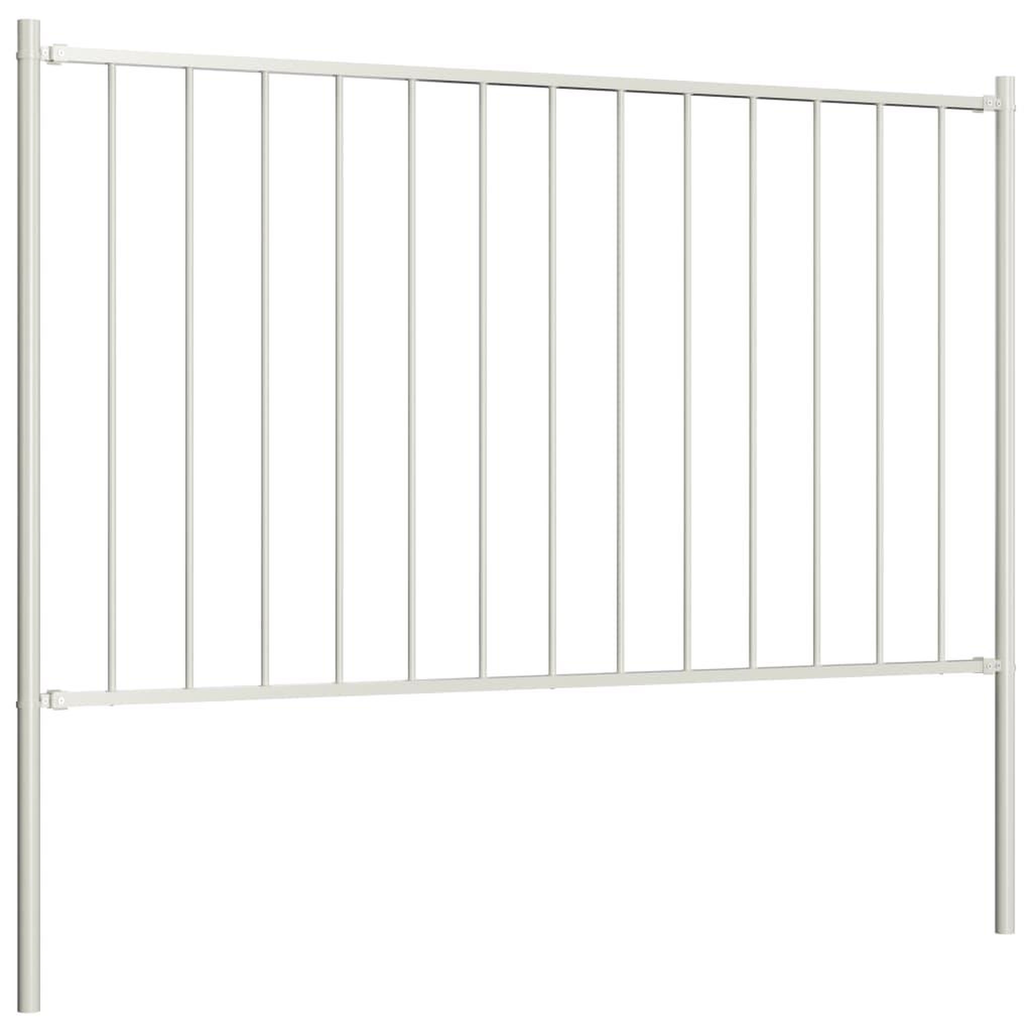 Voir la diapositive 2 : VIDAXL Panneau cloture et poteaux acier enduit de poudre 1,7x1 m blanc