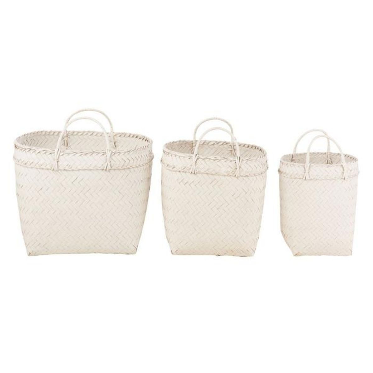 Paris Prix Lot de 3 Paniers Déco  Rotin  50cm Blanc