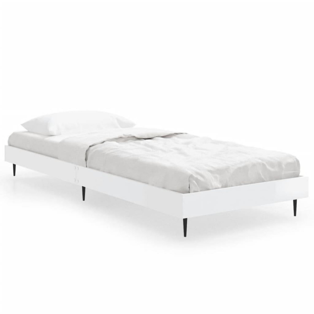 VIDAXL Cadre de lit sans matelas blanc brillant 75x190 cm