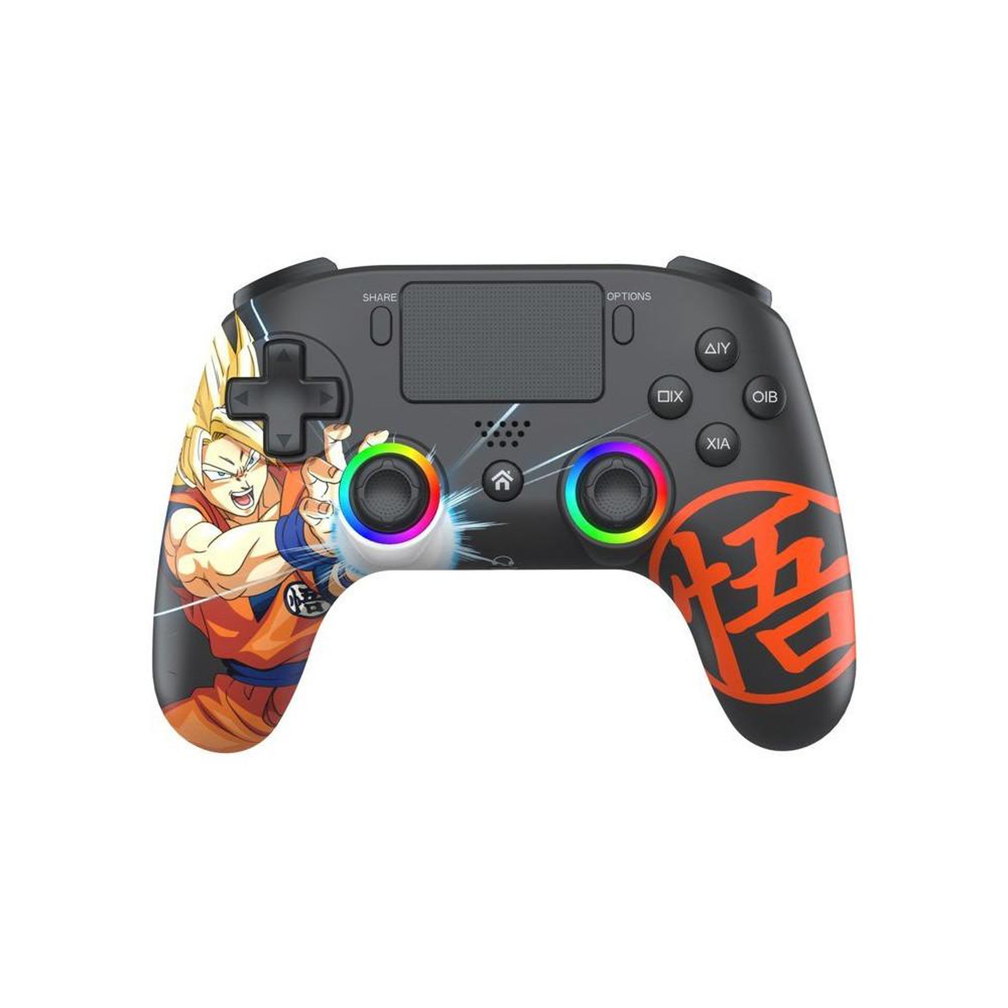 Subsonic Manette sans fil bluetooth ps4 pc noir subsonic dragon ball goku super saiyan avec led rgb haut-parleur et gâchettes arrière turbo