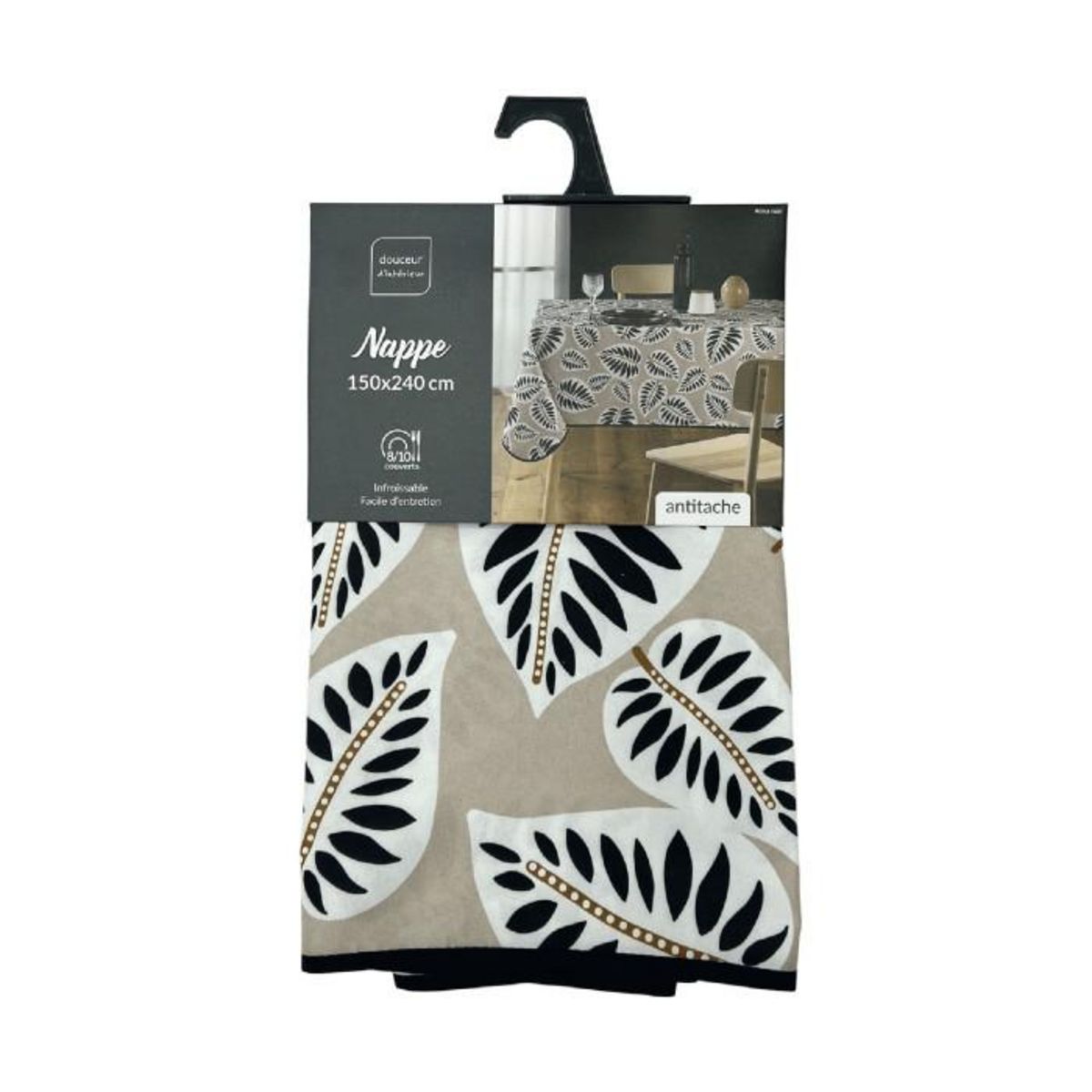 Paris Prix Nappe Antitache Imprimé   Alma  150x240cm Noir