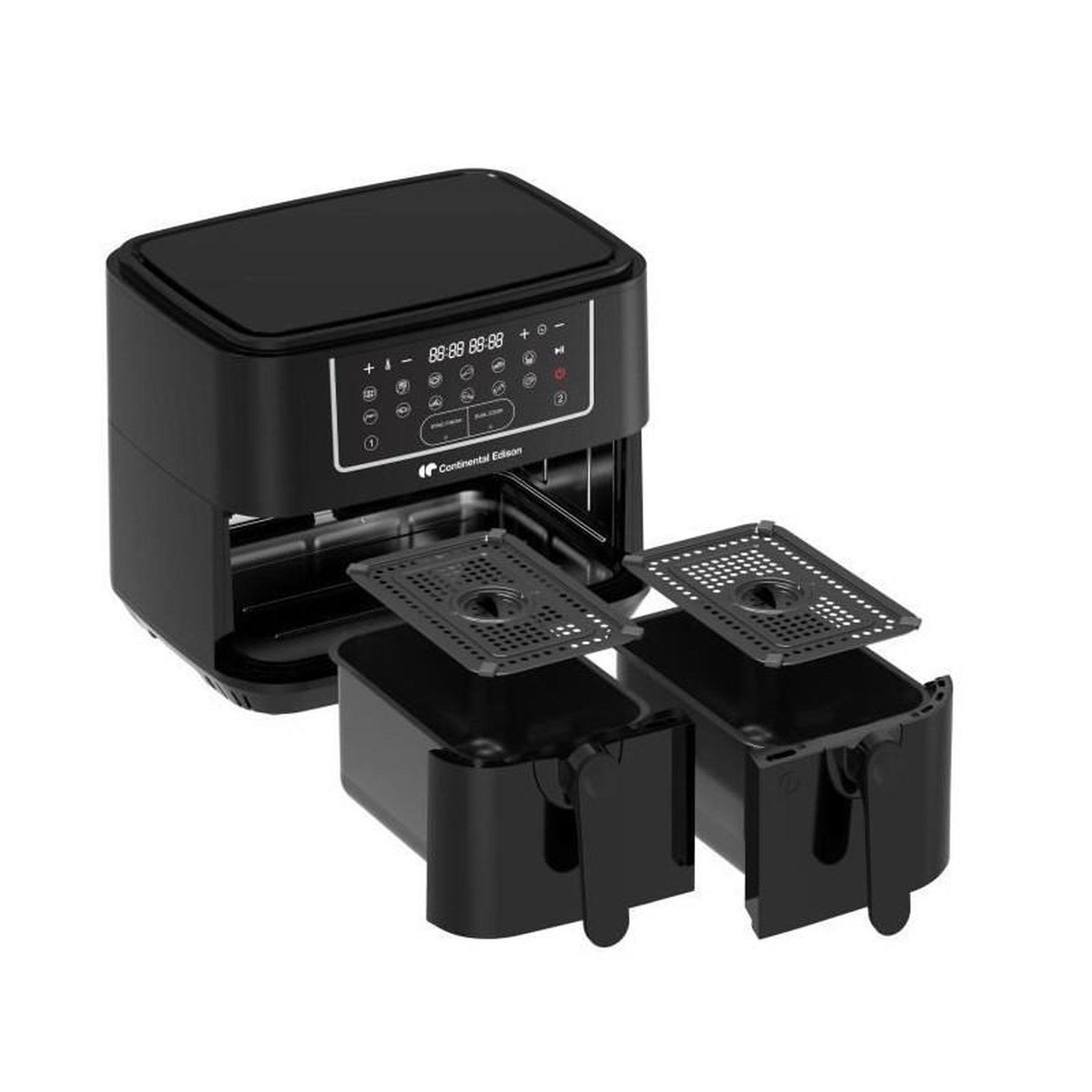 Voir la diapositive 5 : CONTINENTAL EDISON Friteuse a Air Sans huile CONTINENTAL EDISON - RFRSH24002CB - 9 L - Double bacs - 2400W - Noir